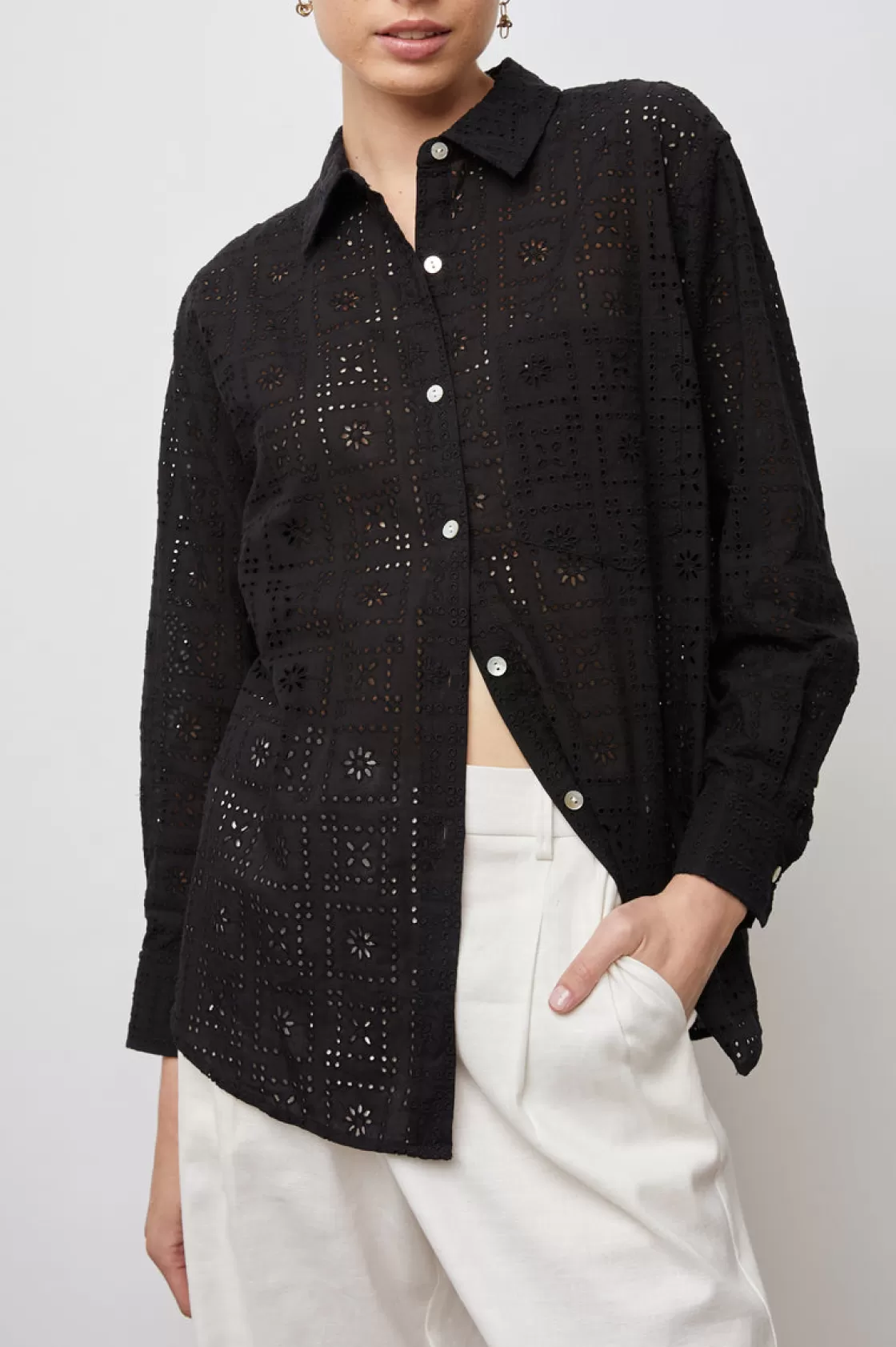 Rails ARLO SHIRT - BLACK SEA EYELET | Women Tops