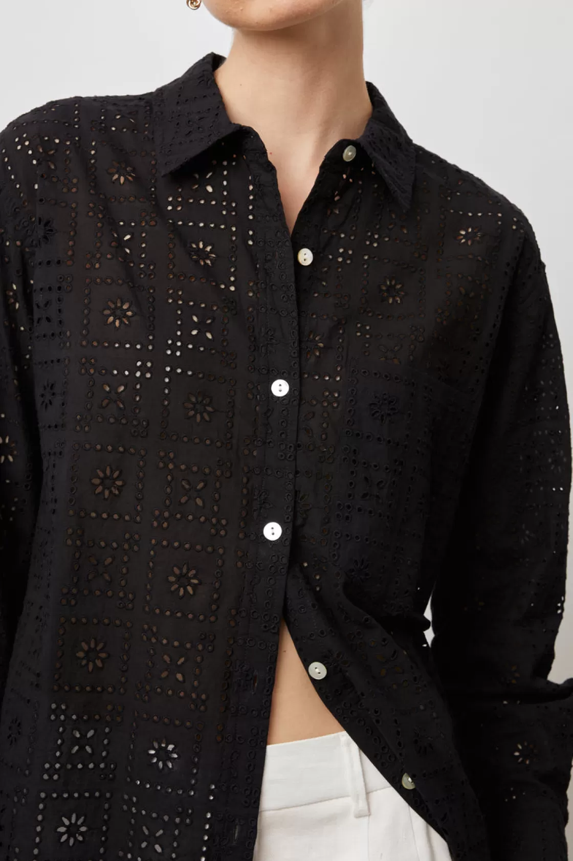 Rails ARLO SHIRT - BLACK SEA EYELET | Women Tops