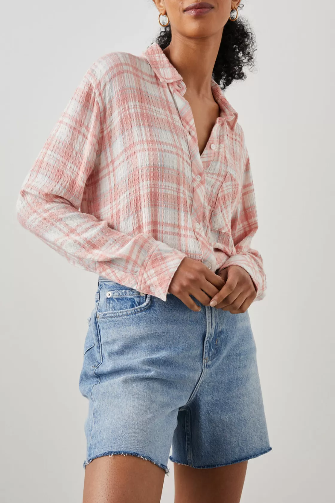 Rails BRADY SHIRT - WHITE PEACH CLOUD | Women Plaids | Tops