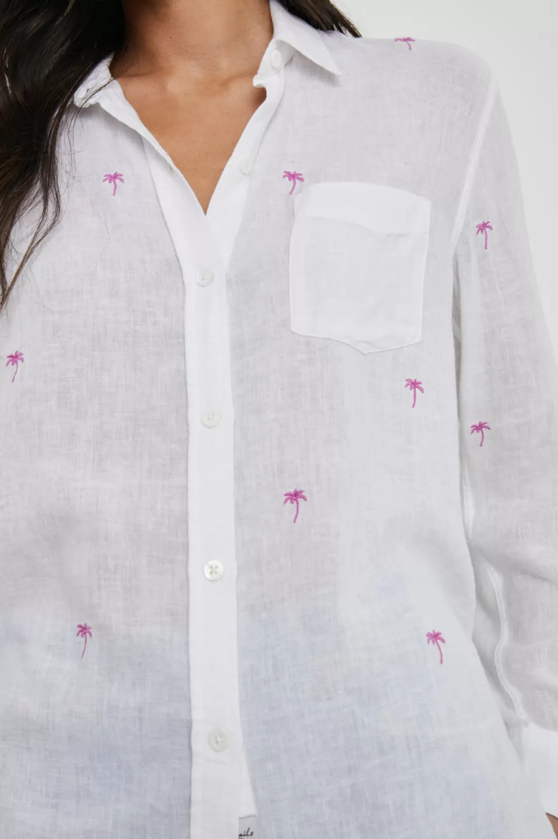 Rails CHARLI SHIRT - FUCHSIA EMBROIDERED PALMS | Women Summer Collection | The Eco Collection