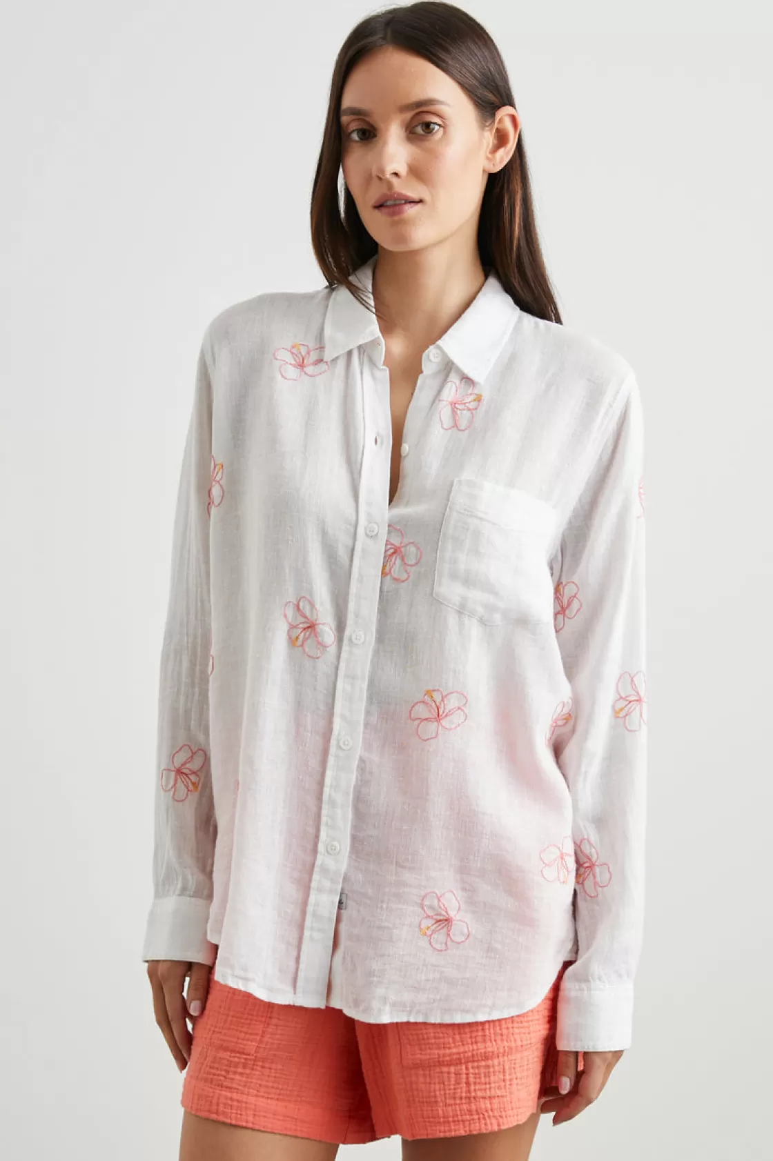 Rails CHARLI SHIRT - HIBISCUS EMBROIDERY | Women Tops | Best Sellers