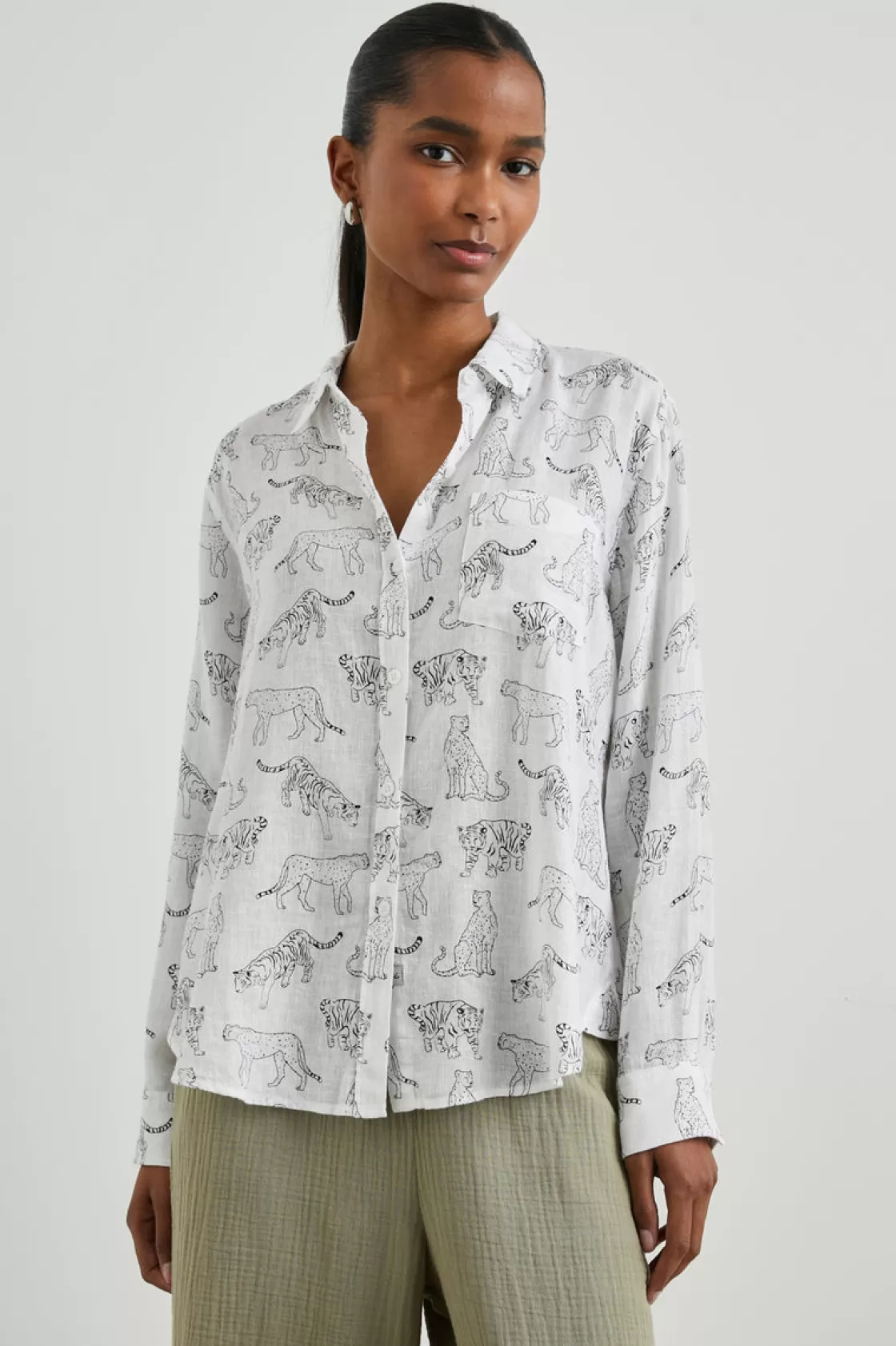 Rails CHARLI SHIRT - IVORY JUNGLE CATS | Women The Eco Collection | The Classics