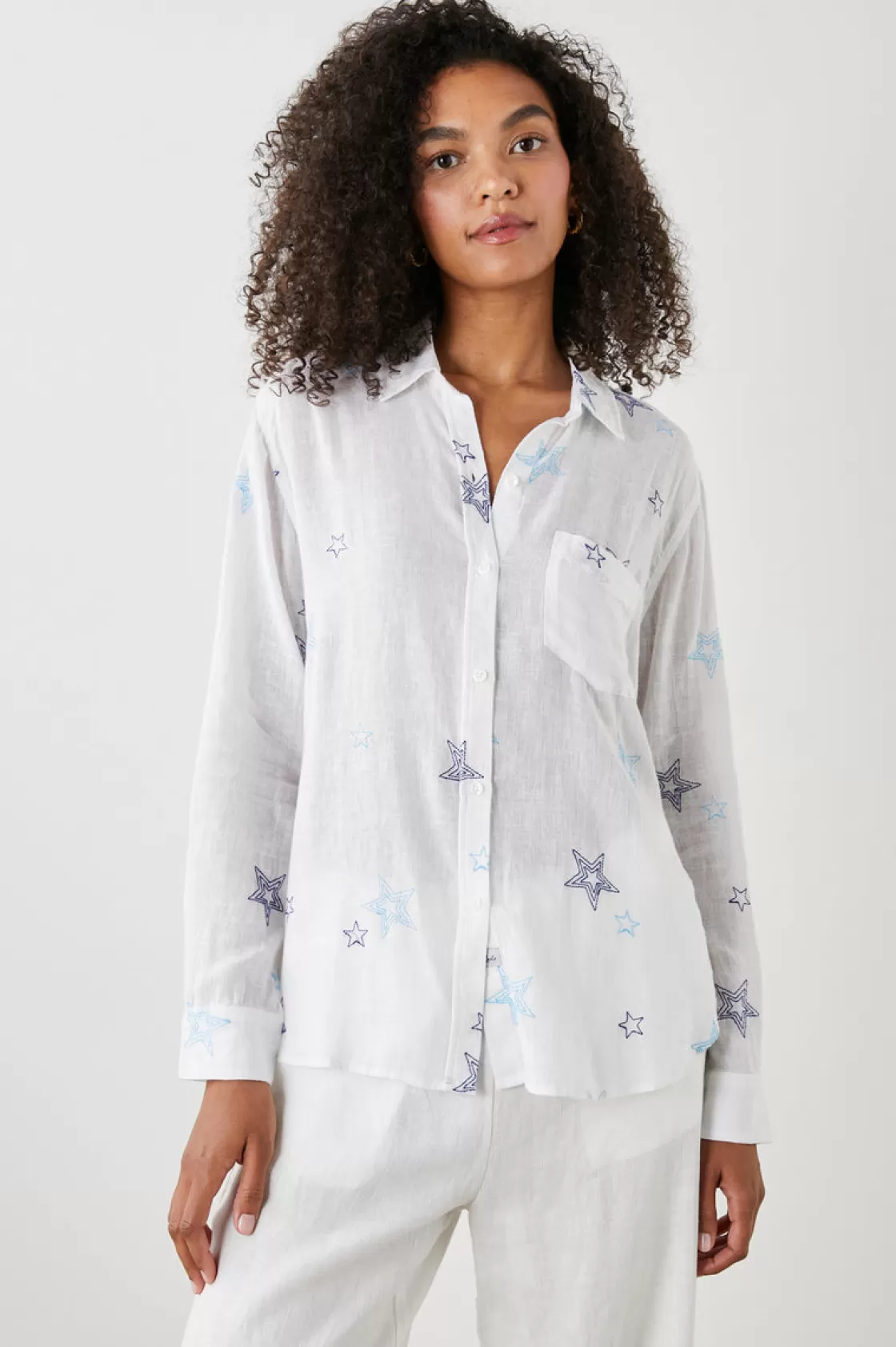 Rails CHARLI SHIRT - NAVY STITCHED STARS | Women The Eco Collection | Tops