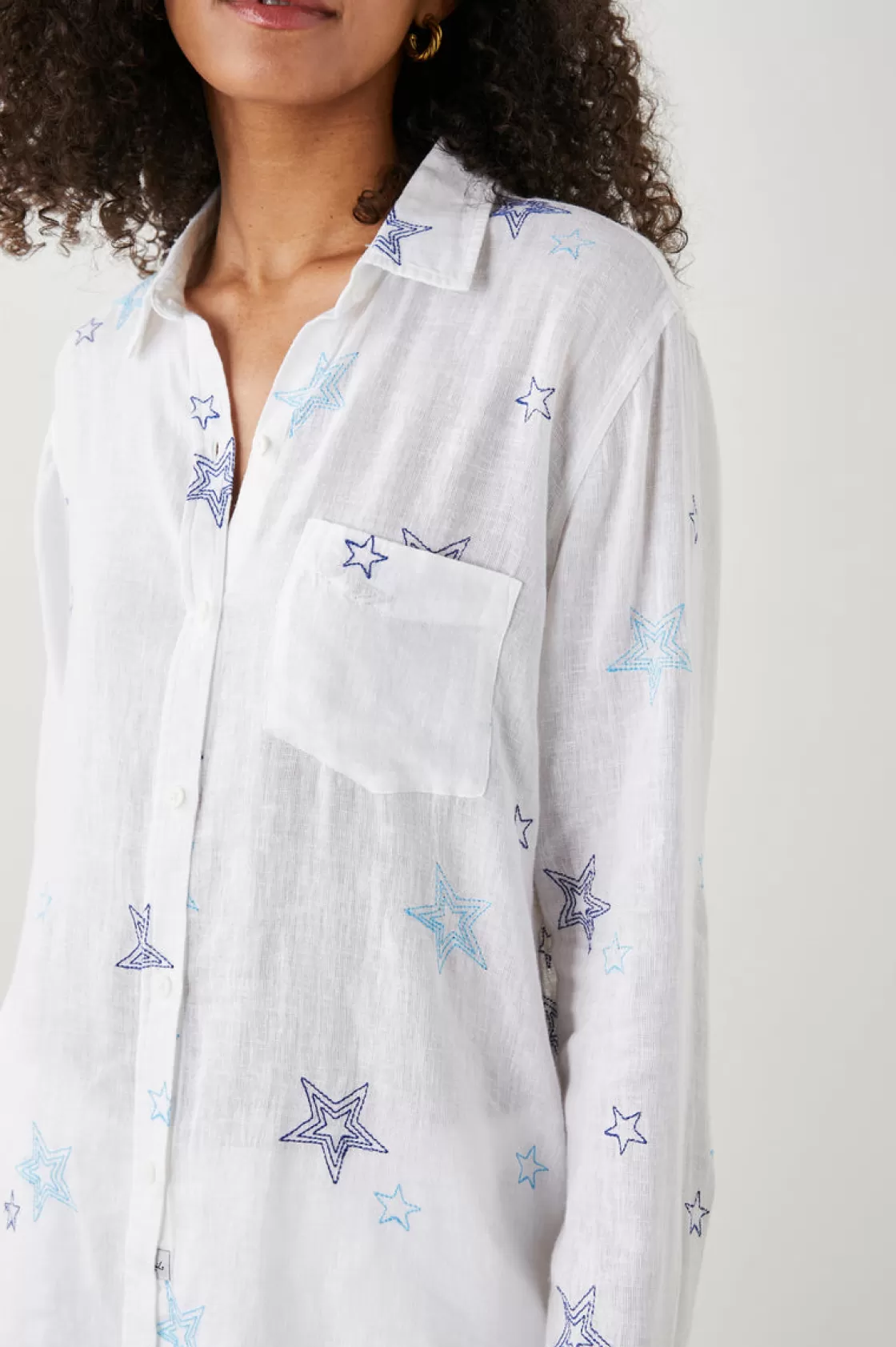 Rails CHARLI SHIRT - NAVY STITCHED STARS | Women The Eco Collection | Tops