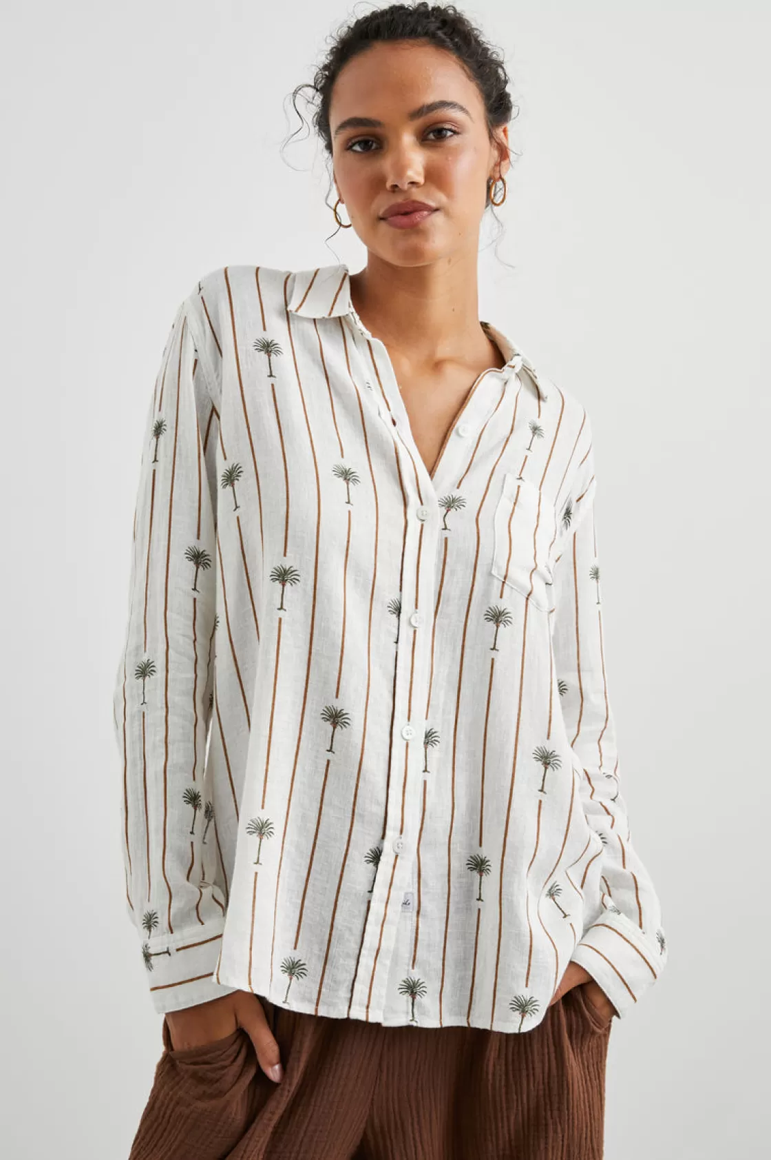 Rails CHARLI SHIRT - STRIPE PALMS | Women The Eco Collection | The Classics