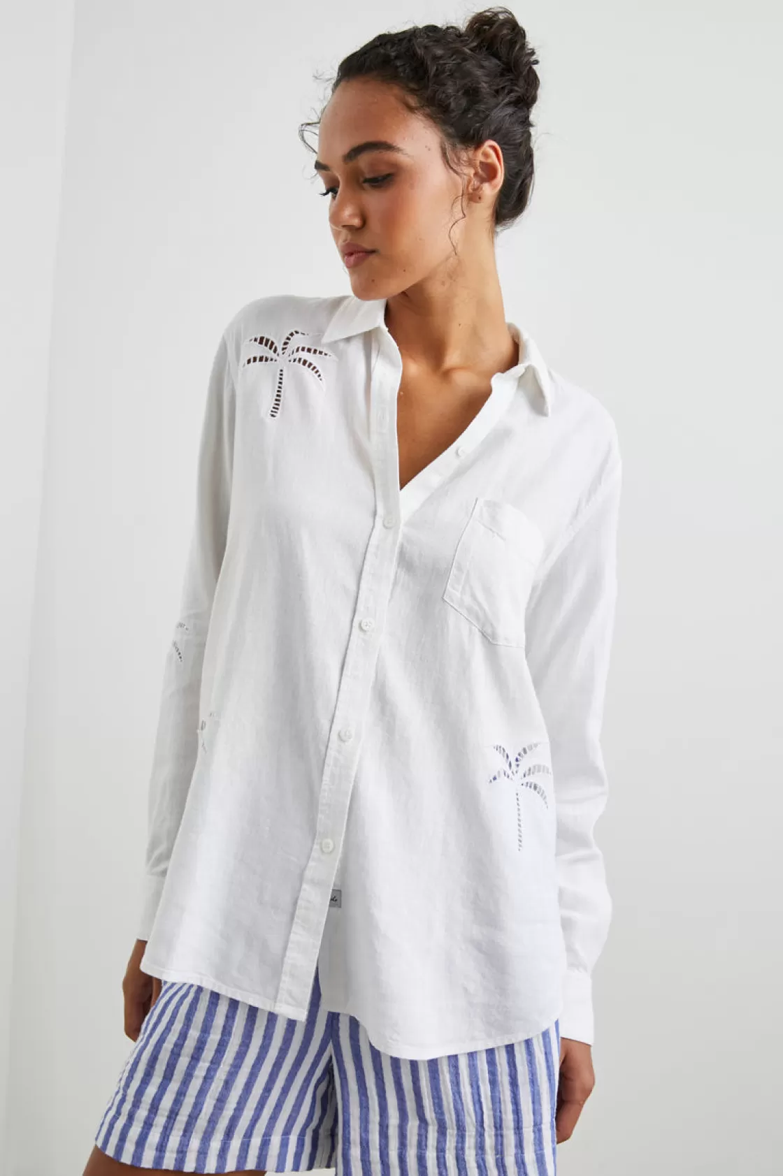 Rails CHARLI SHIRT - WHITE PALM TREE EYELET | Women The Eco Collection | The Classics