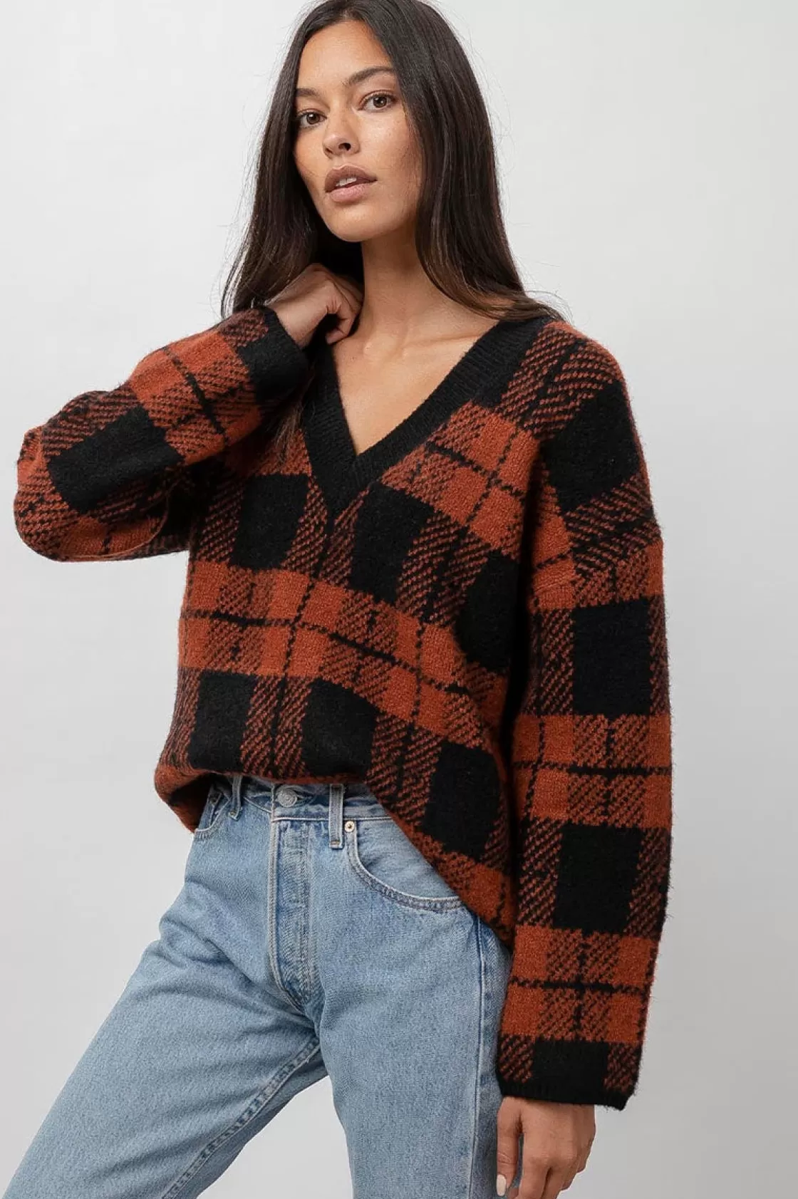 Rails COLLEEN SWEATER - RUST BLACK PLAID | Women Plaids | Sweaters