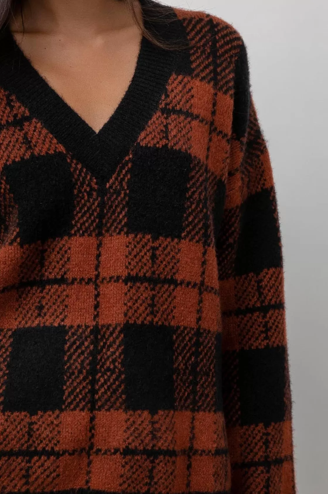 Rails COLLEEN SWEATER - RUST BLACK PLAID | Women Plaids | Sweaters