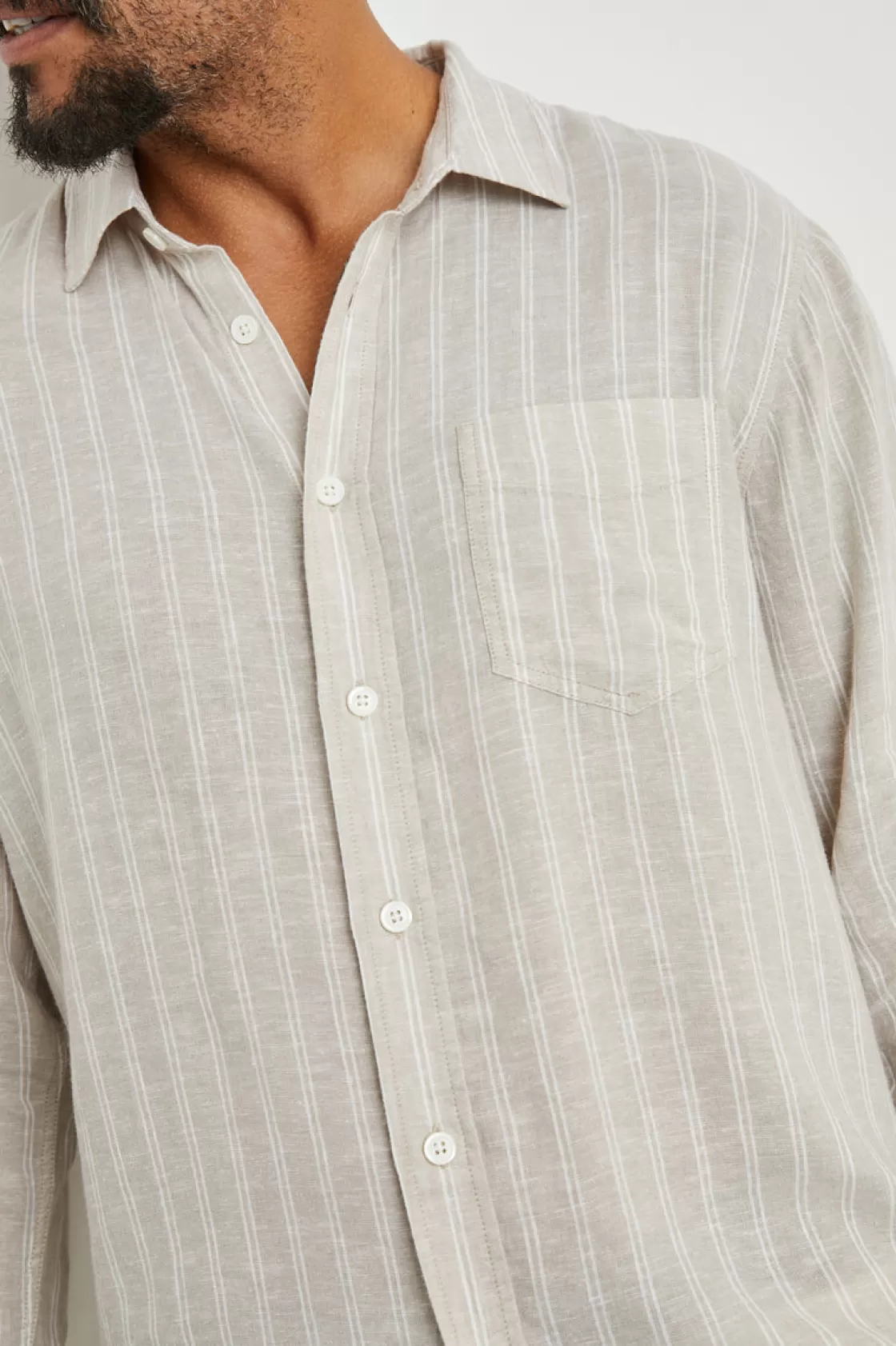 Rails CONNOR SHIRT - GHURKA WHITE PINSTRIPE | The Eco Collection | Casual Suiting