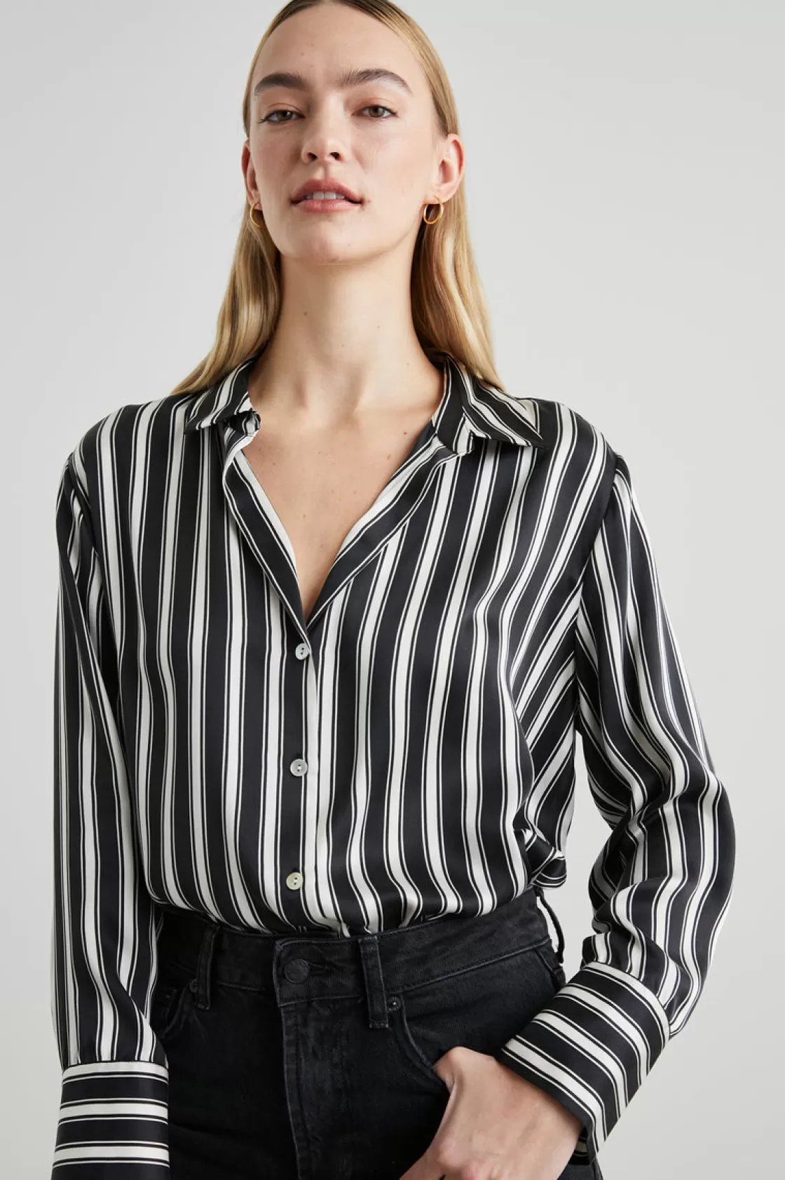 Rails DORIAN SHIRT - MELROSE STRIPE | Women Satin Collection | Tops