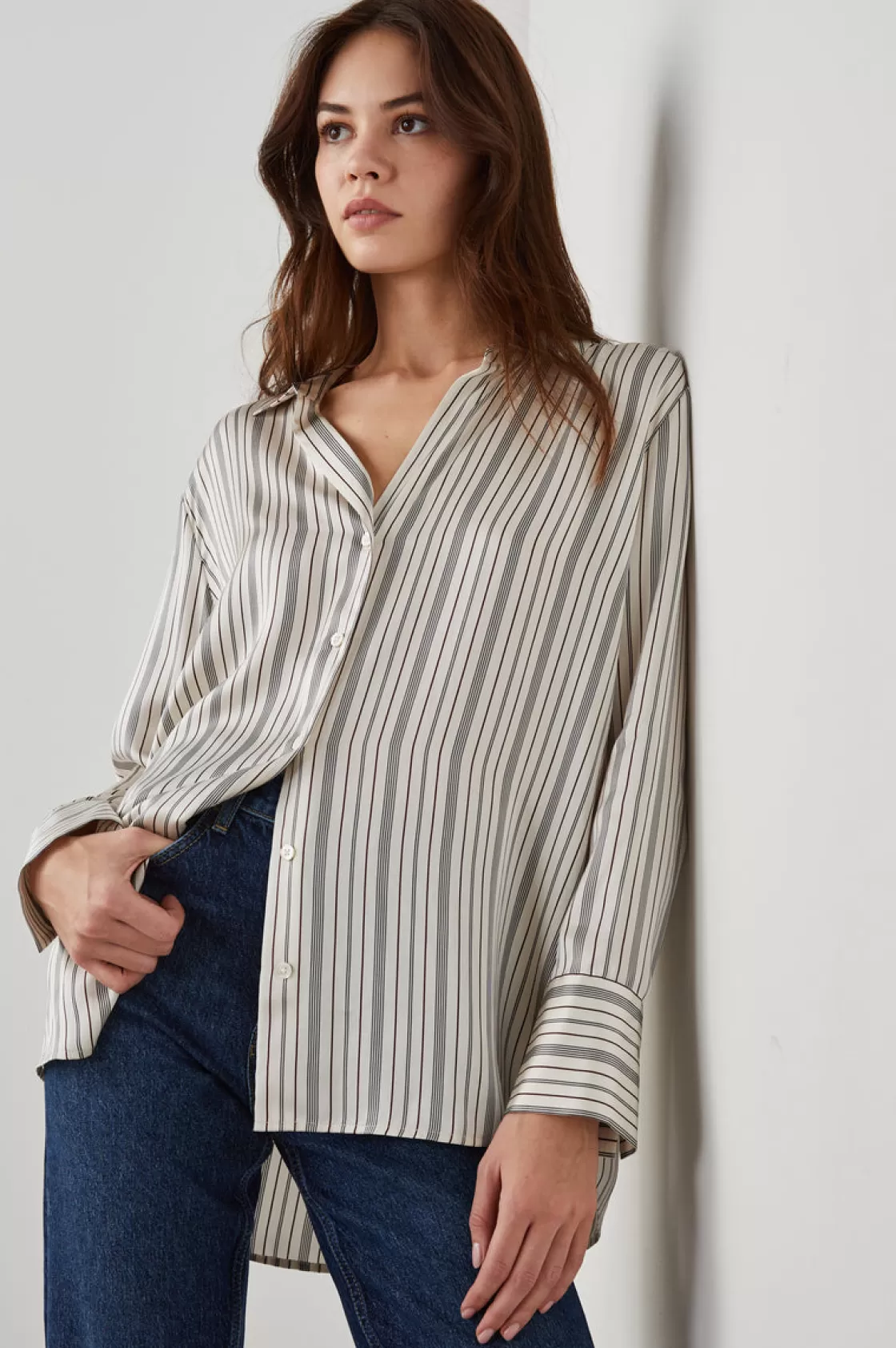 Rails DORIAN SHIRT - PROVIDENCE STRIPE | Women Satin Collection | Tops