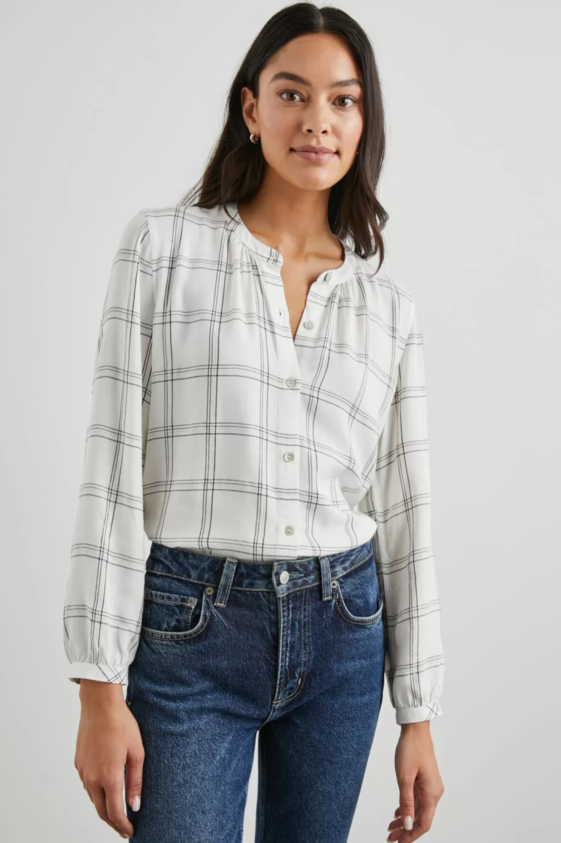 Rails ELOISE TOP - SNOW ONYX GOLD LUREX | Women Plaids | Tops