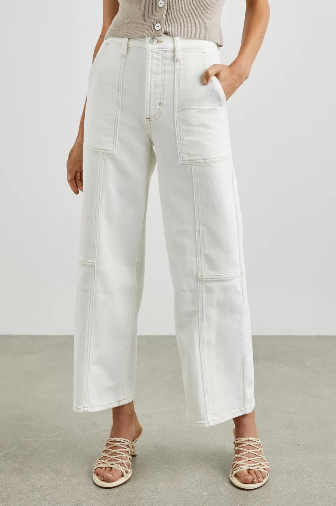 Rails GETTY CROP UTILITY WIDE LEG - VINTAGE ECRU CONTRAST STITCH | Women Summer Collection | Rails City Tees