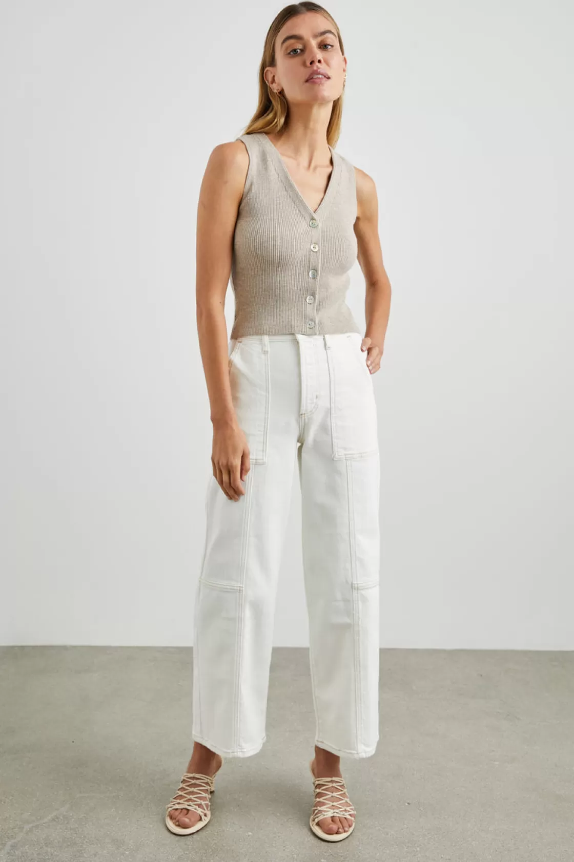 Rails GETTY CROP UTILITY WIDE LEG - VINTAGE ECRU CONTRAST STITCH | Women Summer Collection | Rails City Tees