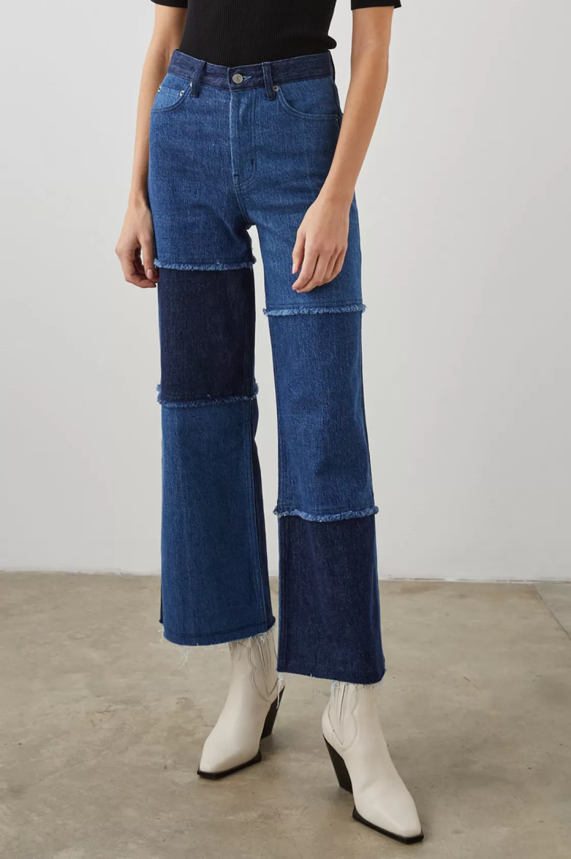 Rails GETTY CROP WIDE LEG - INDIGO PATCHWORK | Women Rails City Tees | Denim