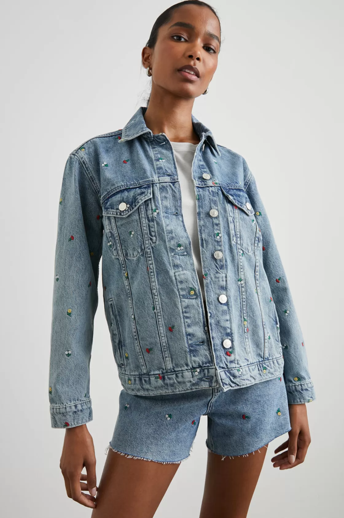 Rails GROVE BOYFRIEND TRUCKER JACKET - FLOWER FIELD | Women Summer Collection | Denim