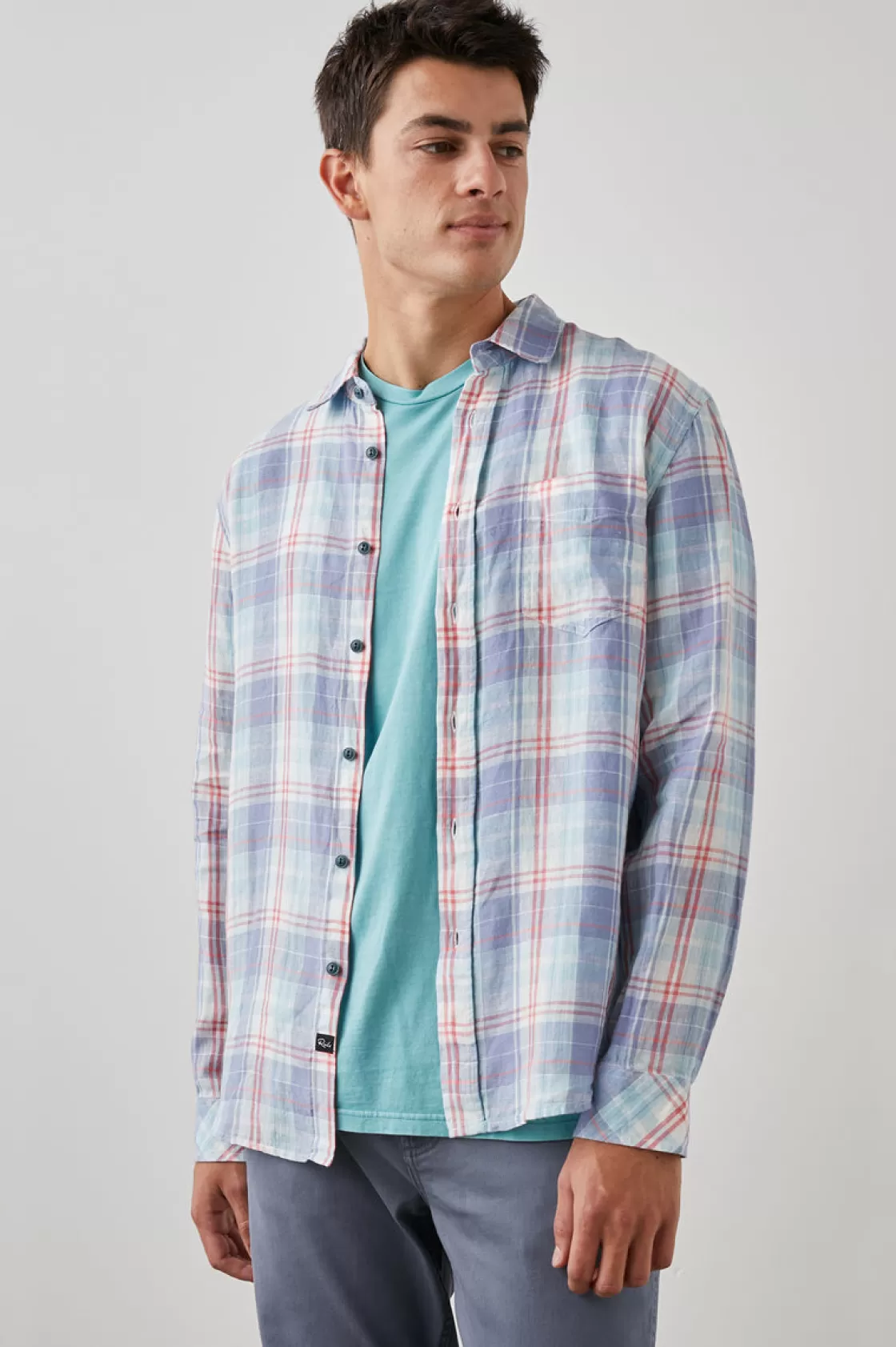 Rails HAVANA SHIRT - LAVENDER AQUA CRIMSON | Plaids | The Eco Collection