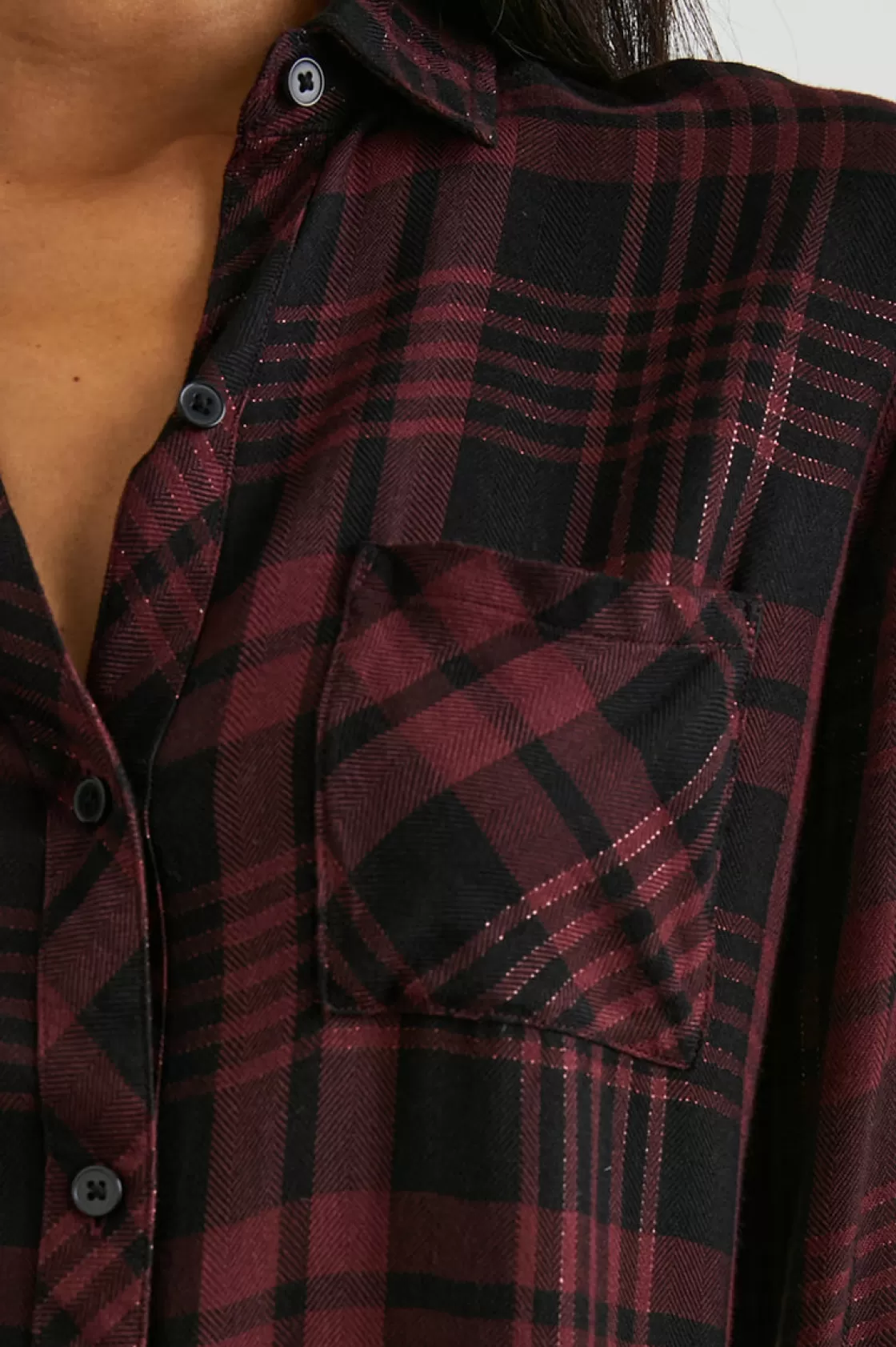 Rails HUNTER SHIRT - BLACK MERLOT LUREX | Women Plaids | Tops