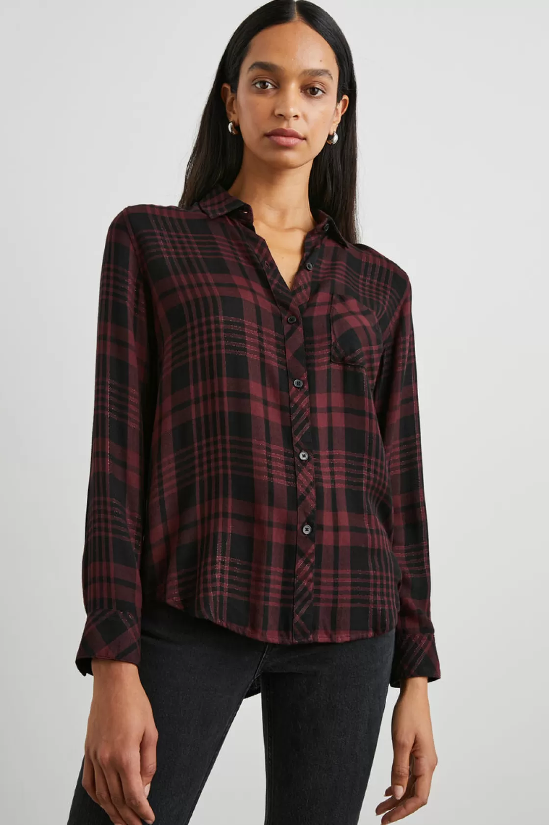 Rails HUNTER SHIRT - BLACK MERLOT LUREX | Women Plaids | Tops