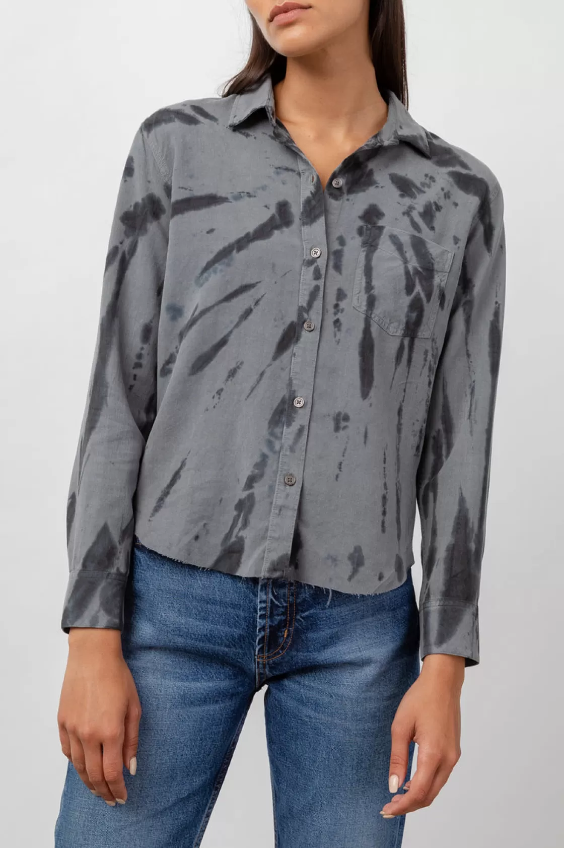 Rails INGRID RAW HEM SHIRT - SMOKE SWIRL | Women Tops