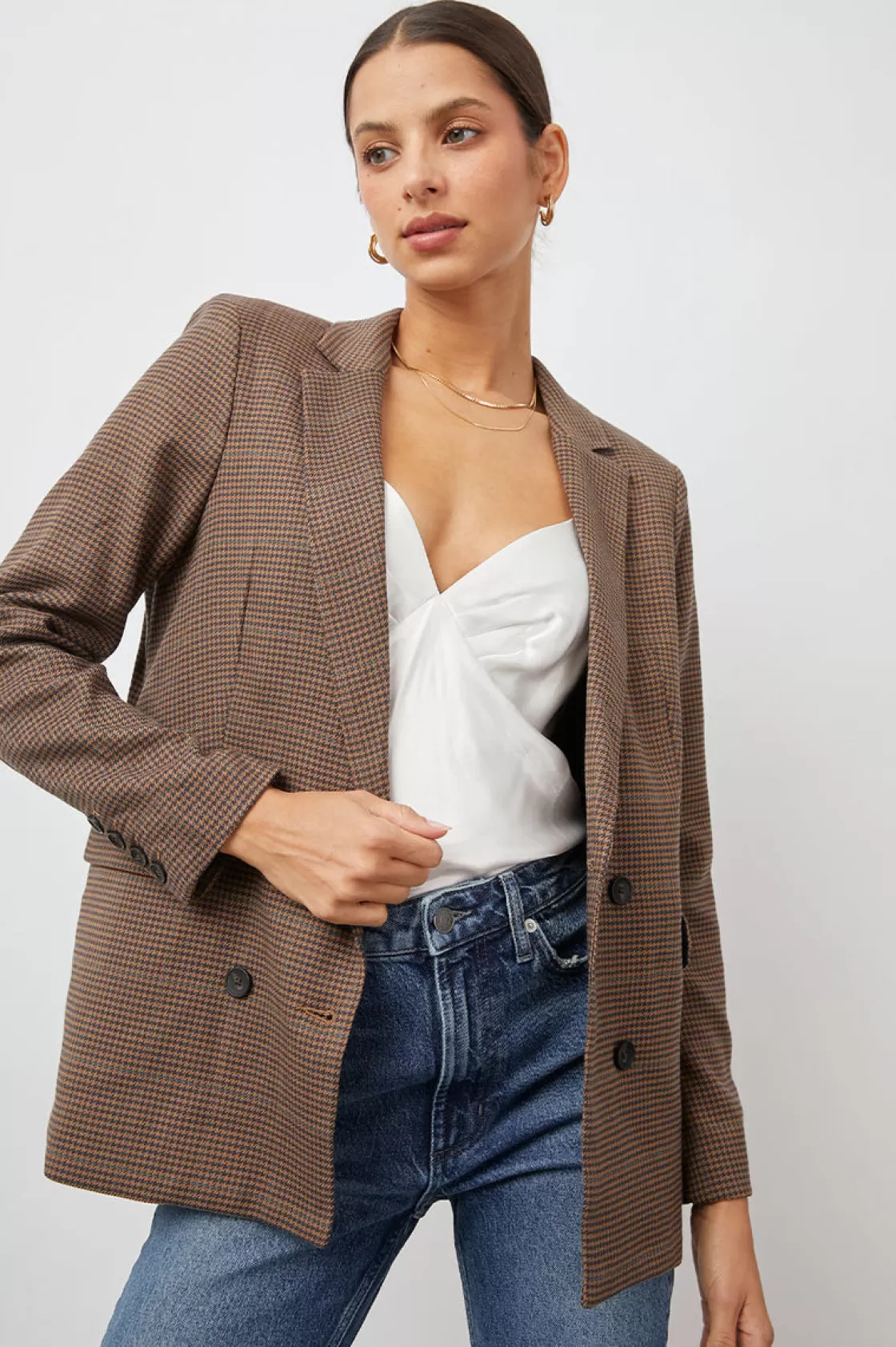 Rails JAC BLAZER - CAMEL HOUNDSTOOTH | Women Plaids | Jackets & Coats