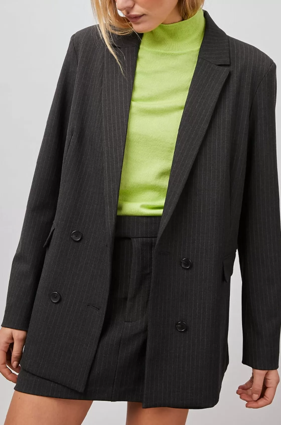 Rails JAC BLAZER - CHARCOAL PINSTRIPE | Women Matching Sets | Jackets & Coats