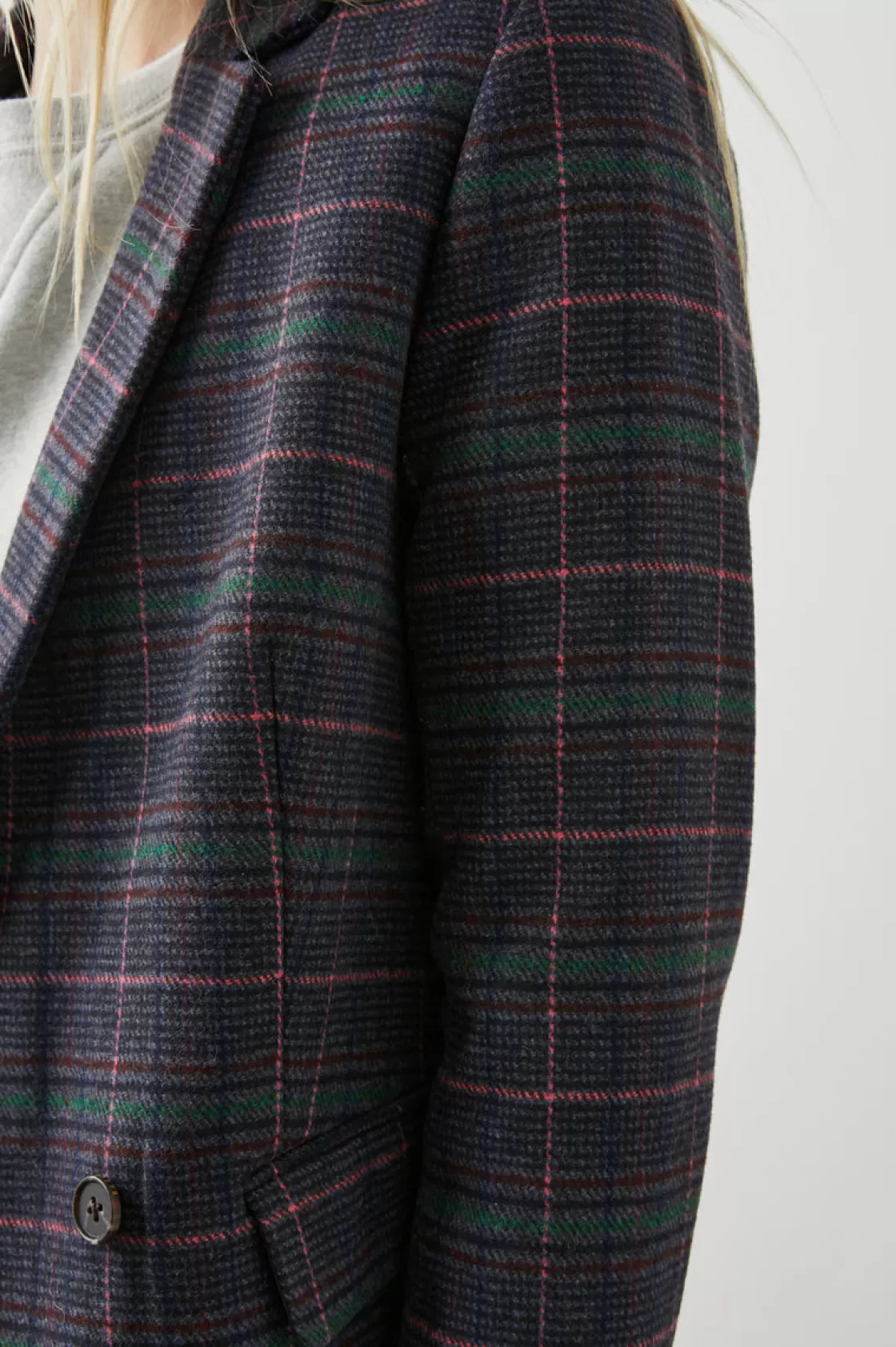 Rails JAC BLAZER - GRAPHITE CHAMBRAY PINK | Women Plaids | Jackets & Coats