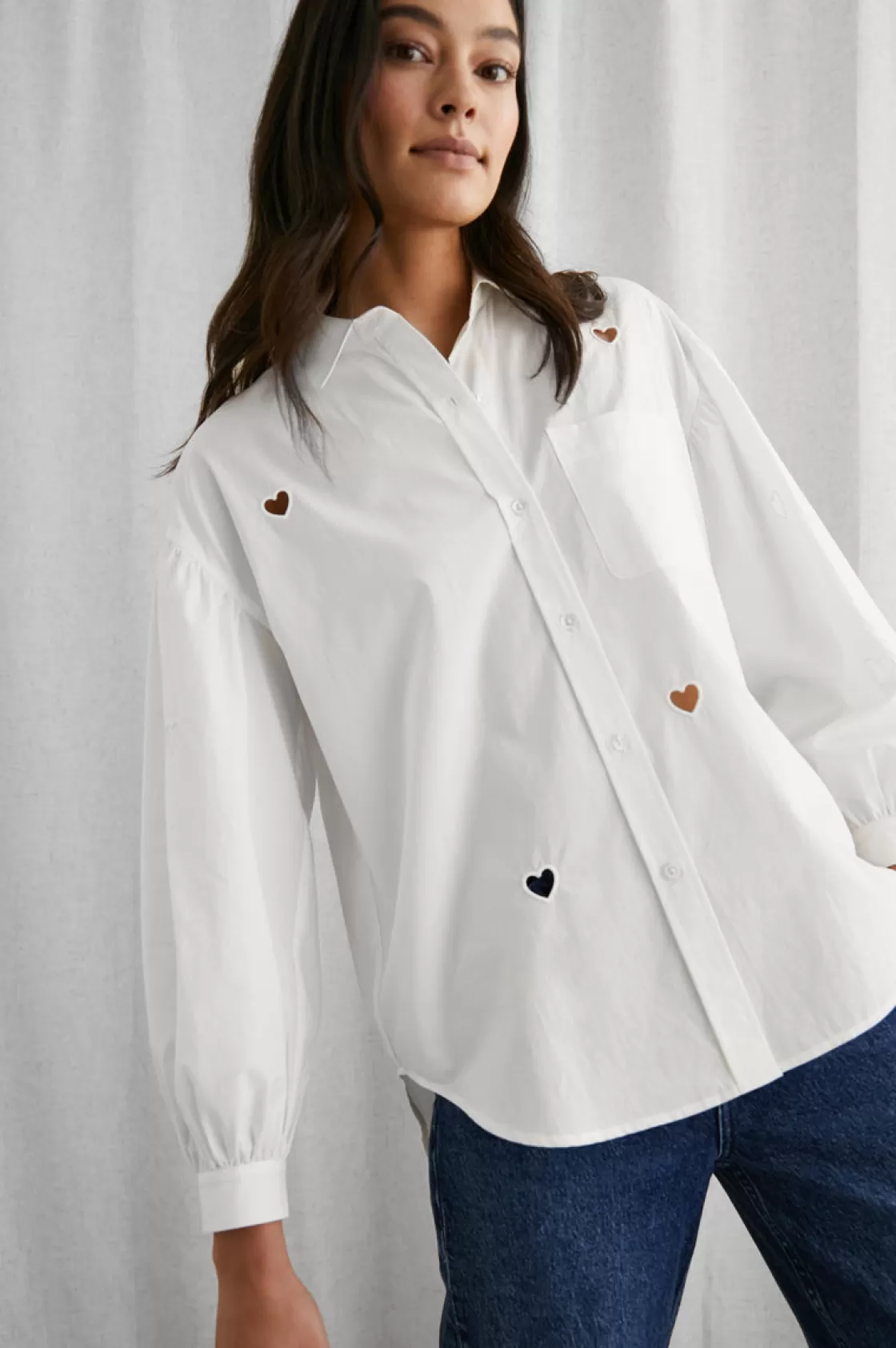 Rails JANAE SHIRT - WHITE EYELET HEARTS | Women The Eco Collection | Tops