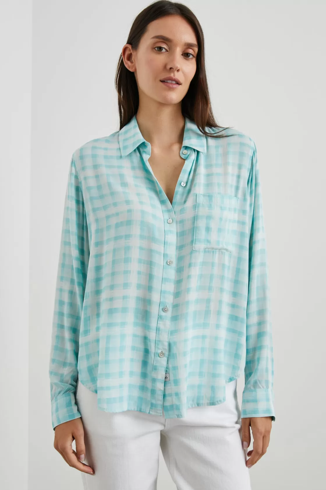 Rails JOSEPHINE SHIRT - AQUA PLAID | Women The Eco Collection | Tops