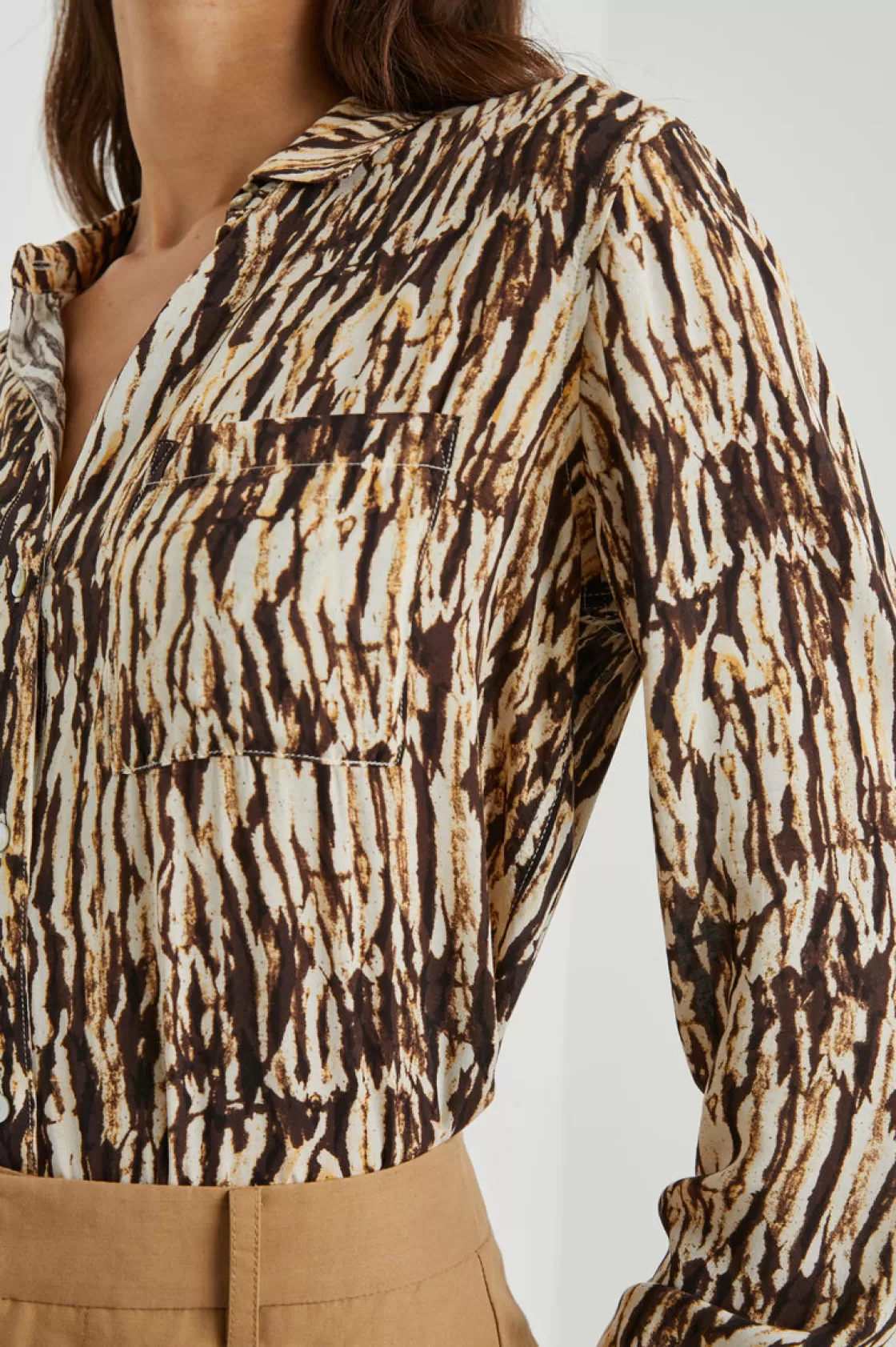 Rails JOSEPHINE SHIRT - NEUTRAL IKAT | Women The Eco Collection | Satin Collection