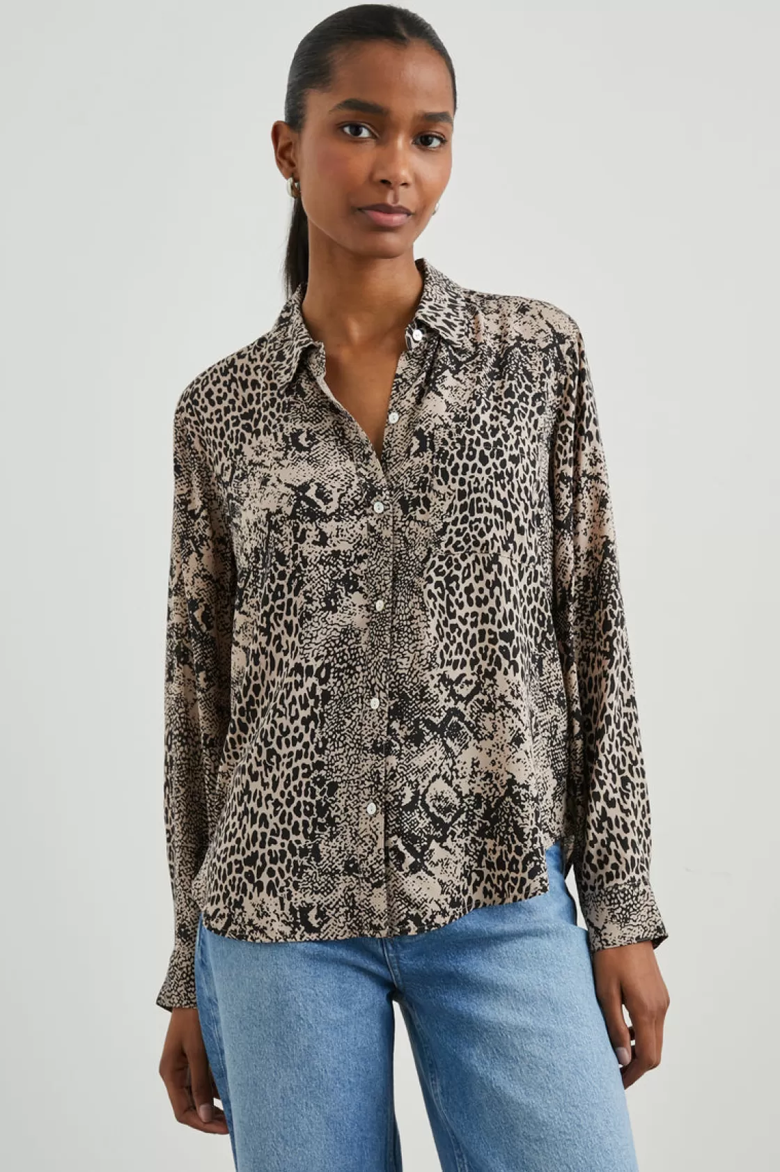 Rails JOSEPHINE SHIRT - TAUPE MIXED ANIMAL | Women The Eco Collection | Tops