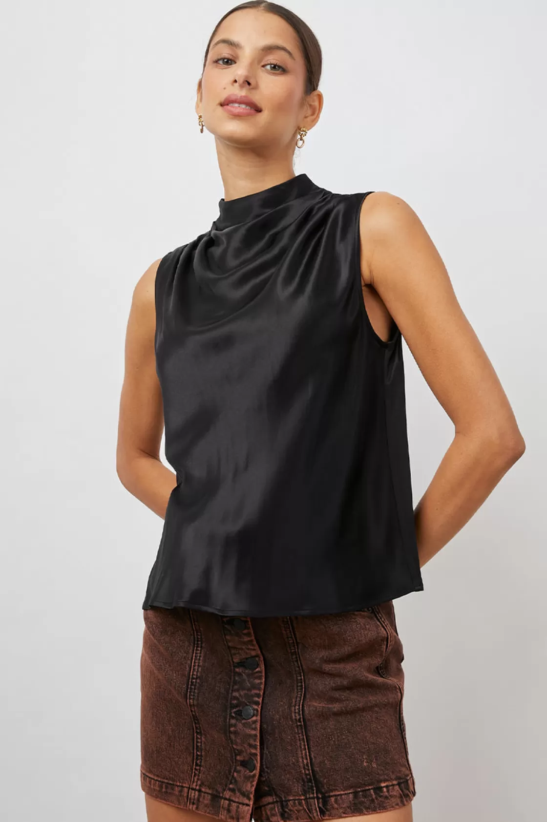 Rails KALEEN TOP - BLACK | Women Satin Collection | Tops