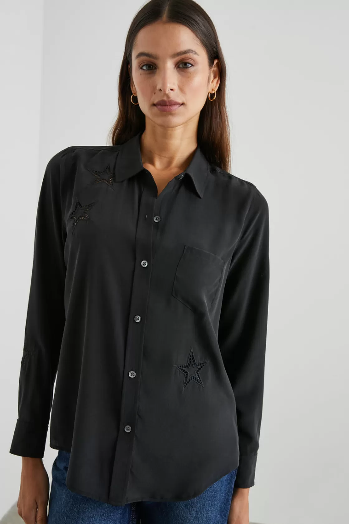 Rails KATE SHIRT - BLACK EYELET STARS | Women The Classics | Tops