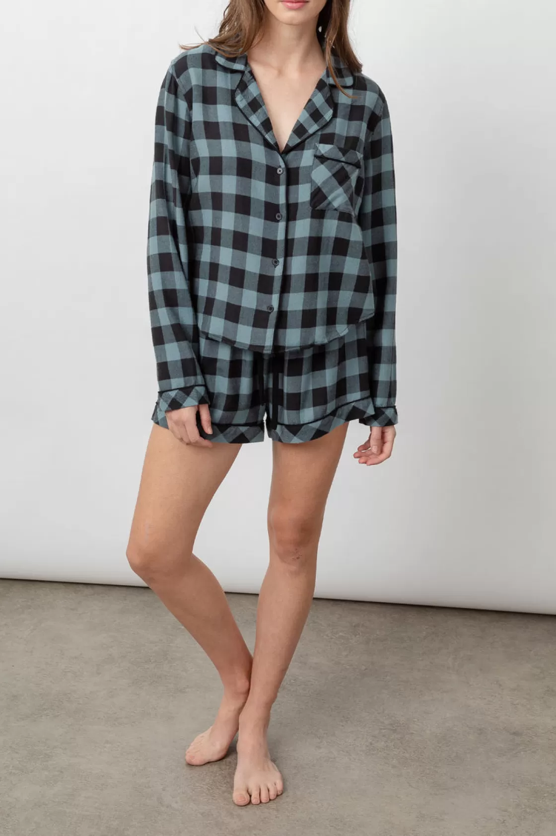 Rails KELLEN PAJAMA SET - DUSTY TEAL CHECK | Women Sleepwear