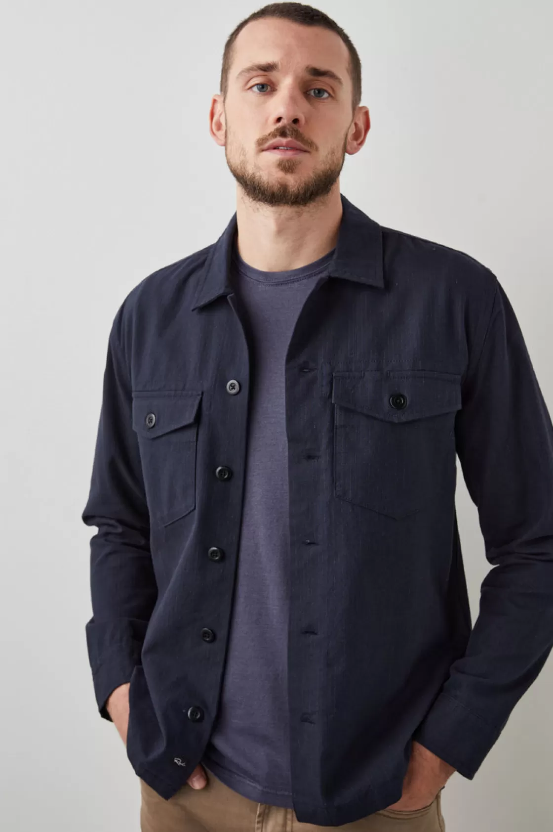 Rails KEROUAC SHIRT JACKET - NAVY CHARCOAL PIN STRIPE | Matching Sets | Jackets & Coats