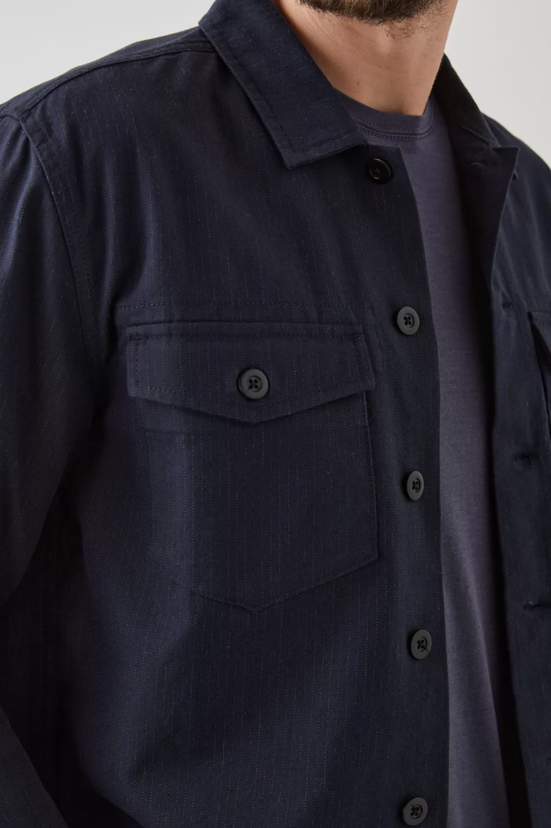 Rails KEROUAC SHIRT JACKET - NAVY CHARCOAL PIN STRIPE | Matching Sets | Jackets & Coats