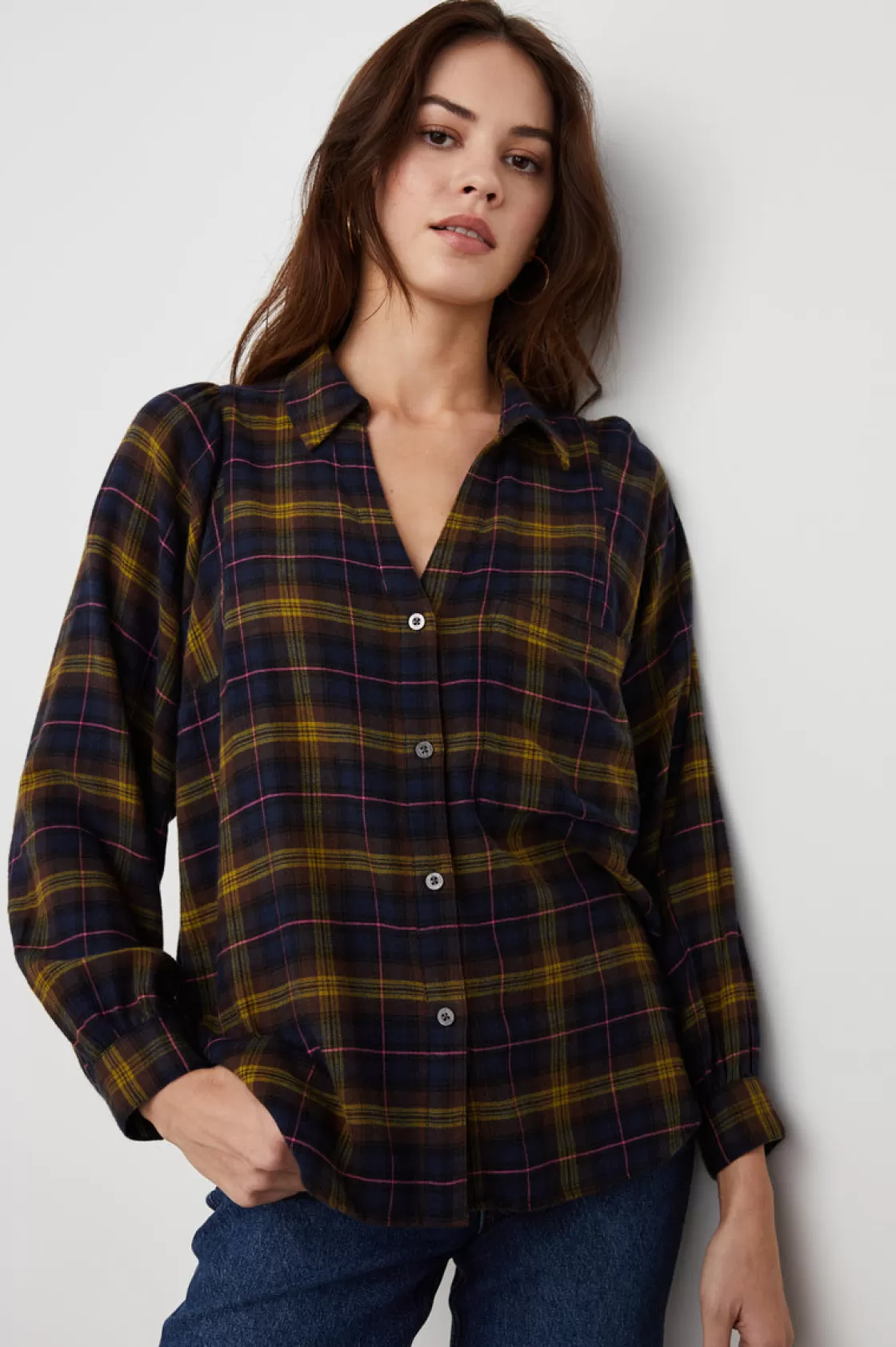 Rails LAUREN SHIRT - NAVY HAZELNUT PINK | Women Plaids | Tops