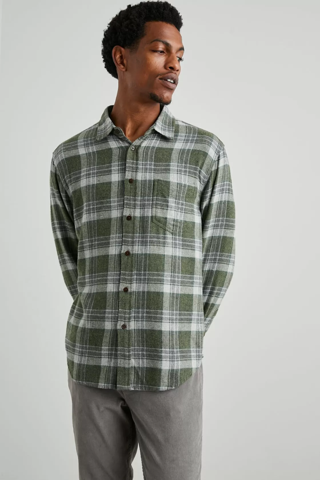 Rails LENNOX SHIRT - GREEN HOLLOW GREY MELANGE | Plaids | Shirts