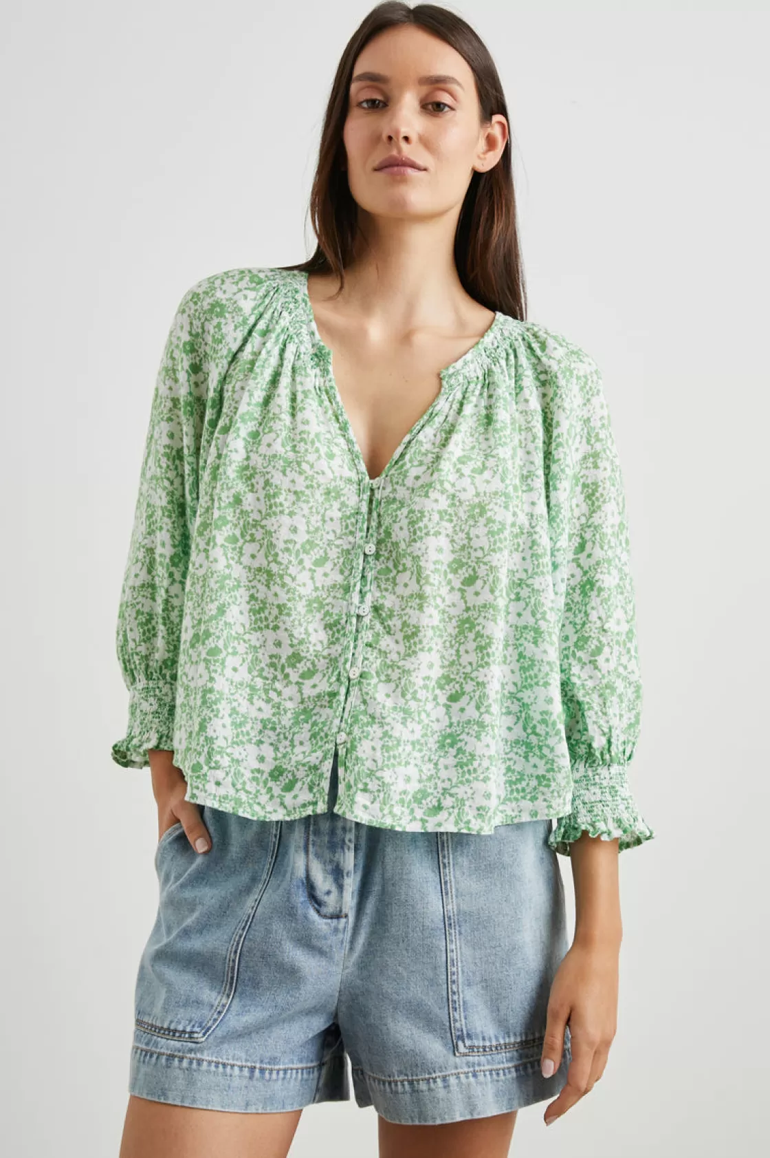 Rails MARIAH TOP - GREEN TEXTURE FLORAL | Women Best Sellers | The Eco Collection