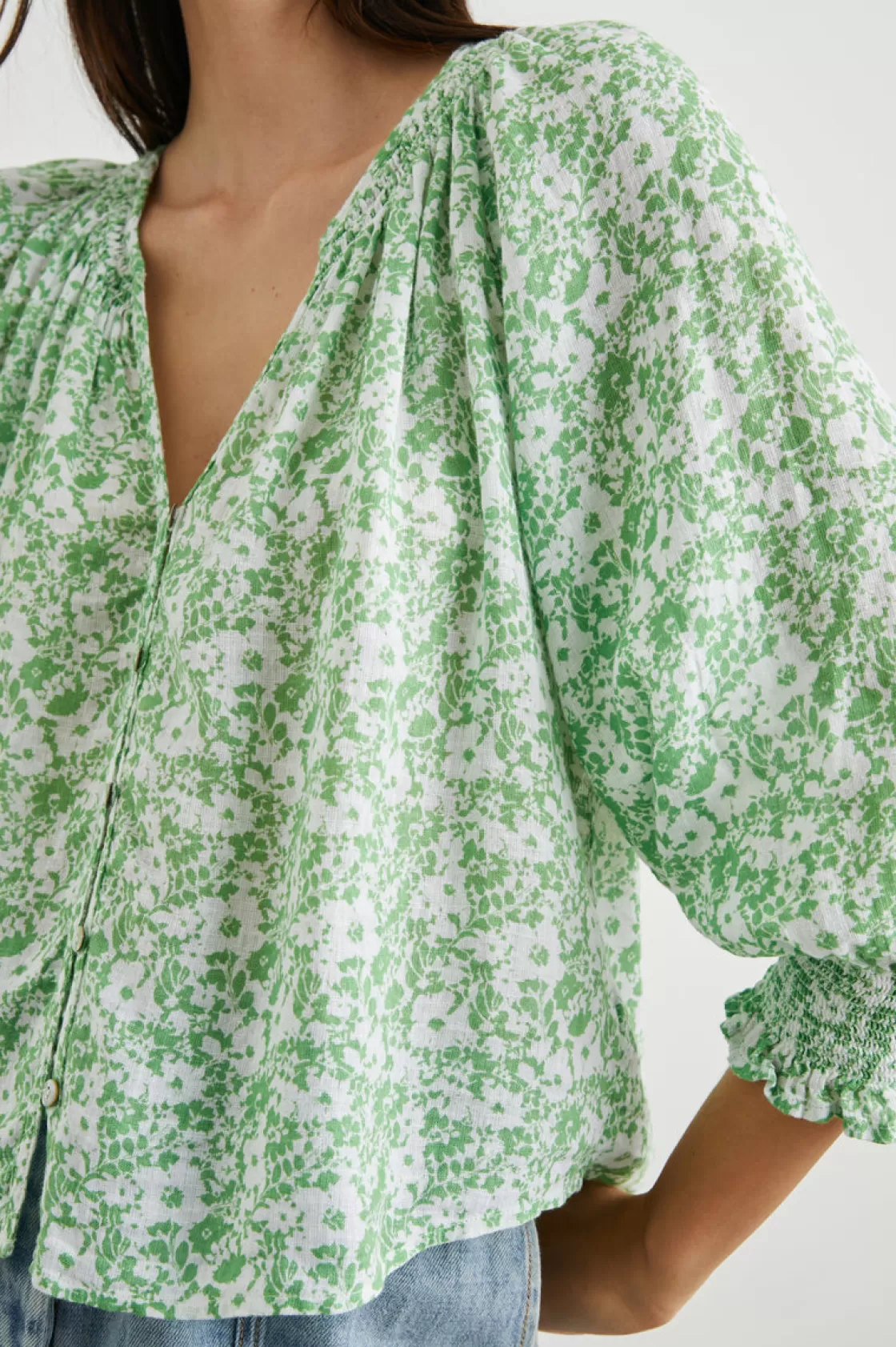 Rails MARIAH TOP - GREEN TEXTURE FLORAL | Women Best Sellers | The Eco Collection