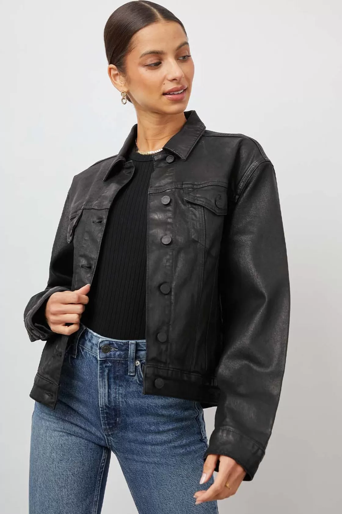 Rails MULHOLLAND JACKET - COATED NOIR | Women Denim | Jackets & Coats