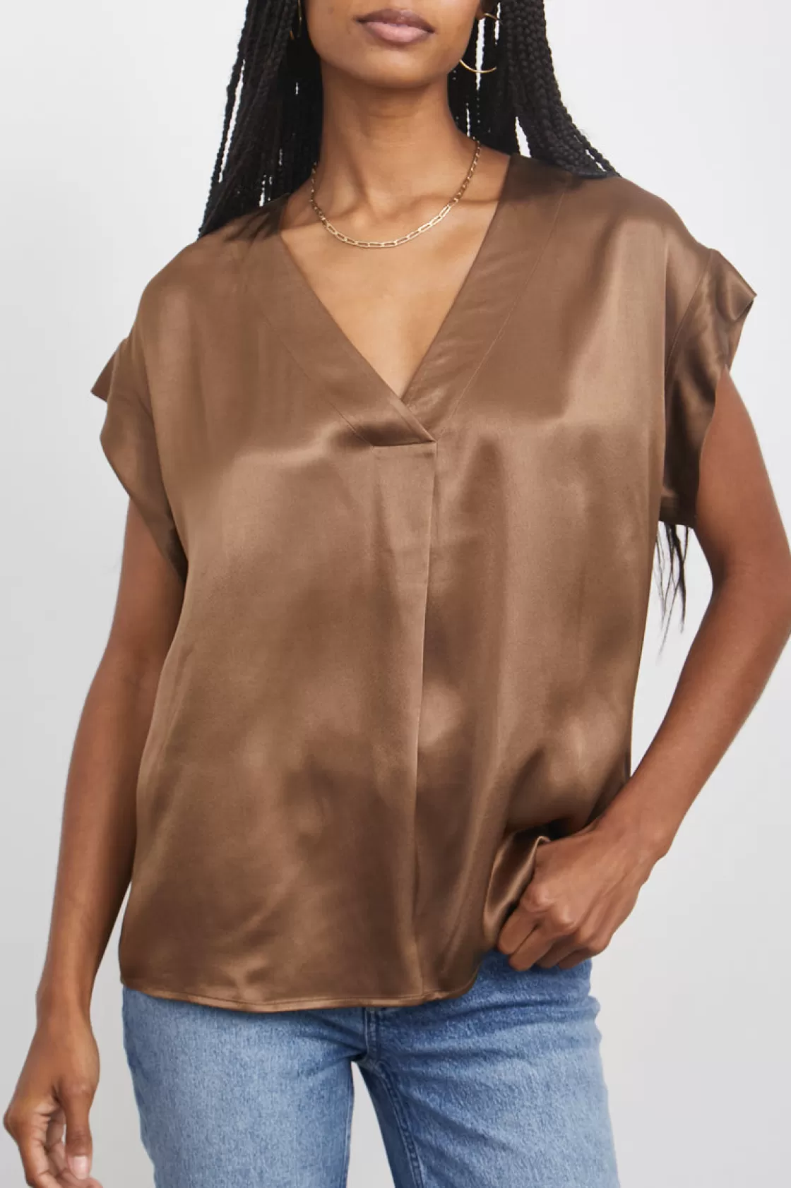 Rails NALA TOP - PEAT MOSS | Women Satin Collection