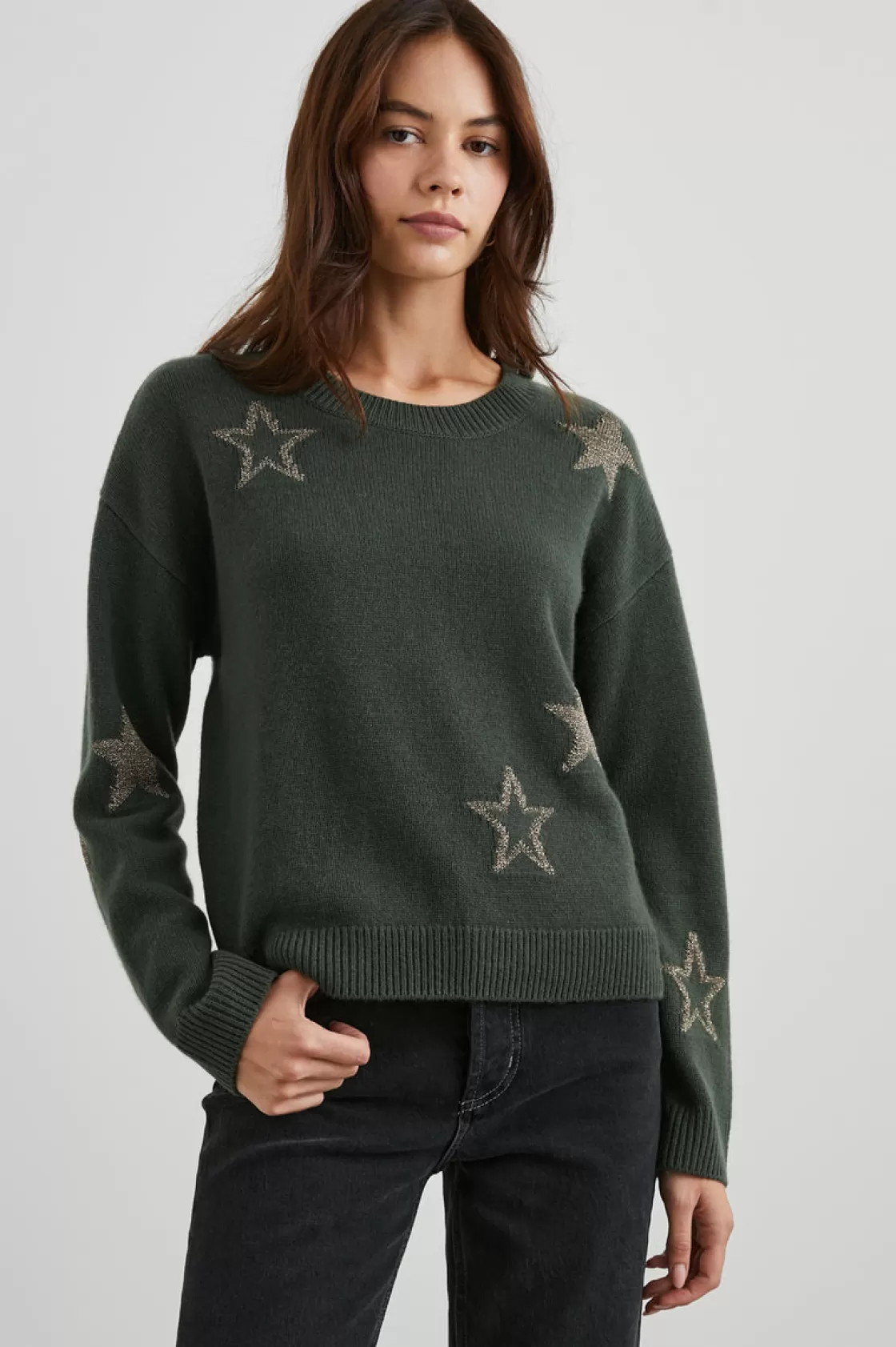 Rails PERCI SWEATER - OLIVE GOLD STARS | Women The Classics | Sweaters