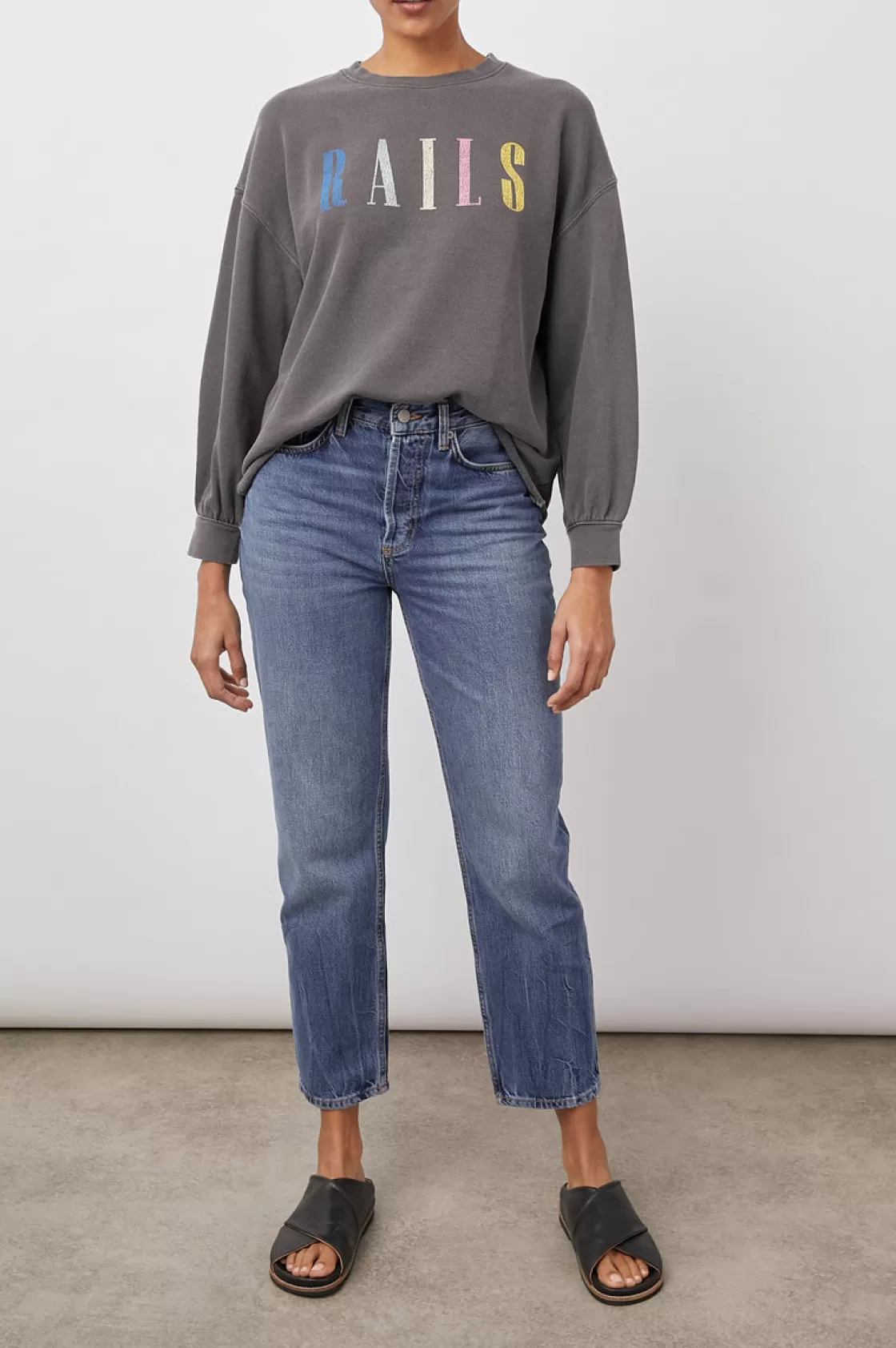 Rails SIGNATURE SWEATSHIRT - VINTAGE BLACK | Women Rails City Tees | Sleepwear