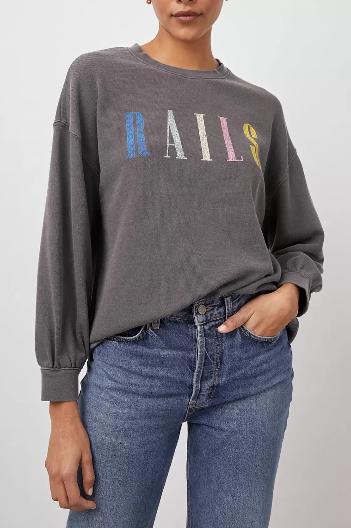 Rails SIGNATURE SWEATSHIRT - VINTAGE BLACK | Women Rails City Tees | Sleepwear
