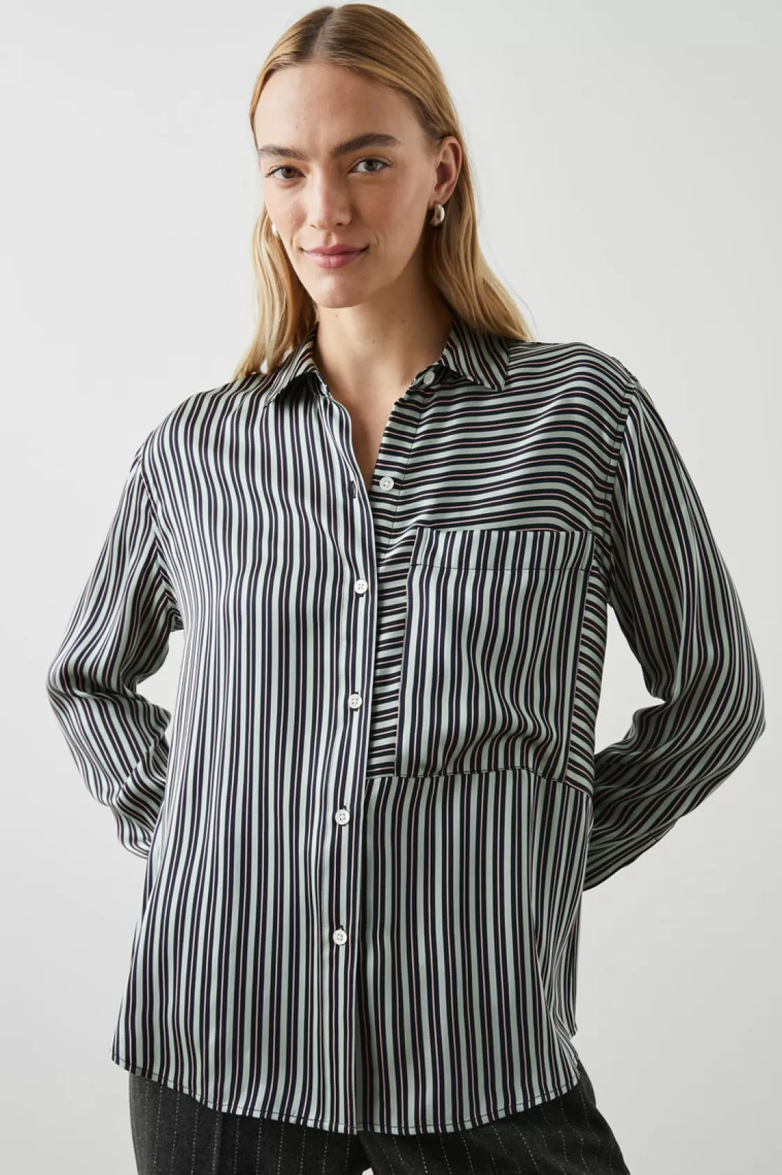 Rails SPENCER SHIRT - ASPEN STRIPE | Women Satin Collection | Tops