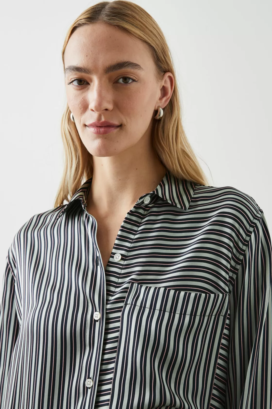 Rails SPENCER SHIRT - ASPEN STRIPE | Women Satin Collection | Tops