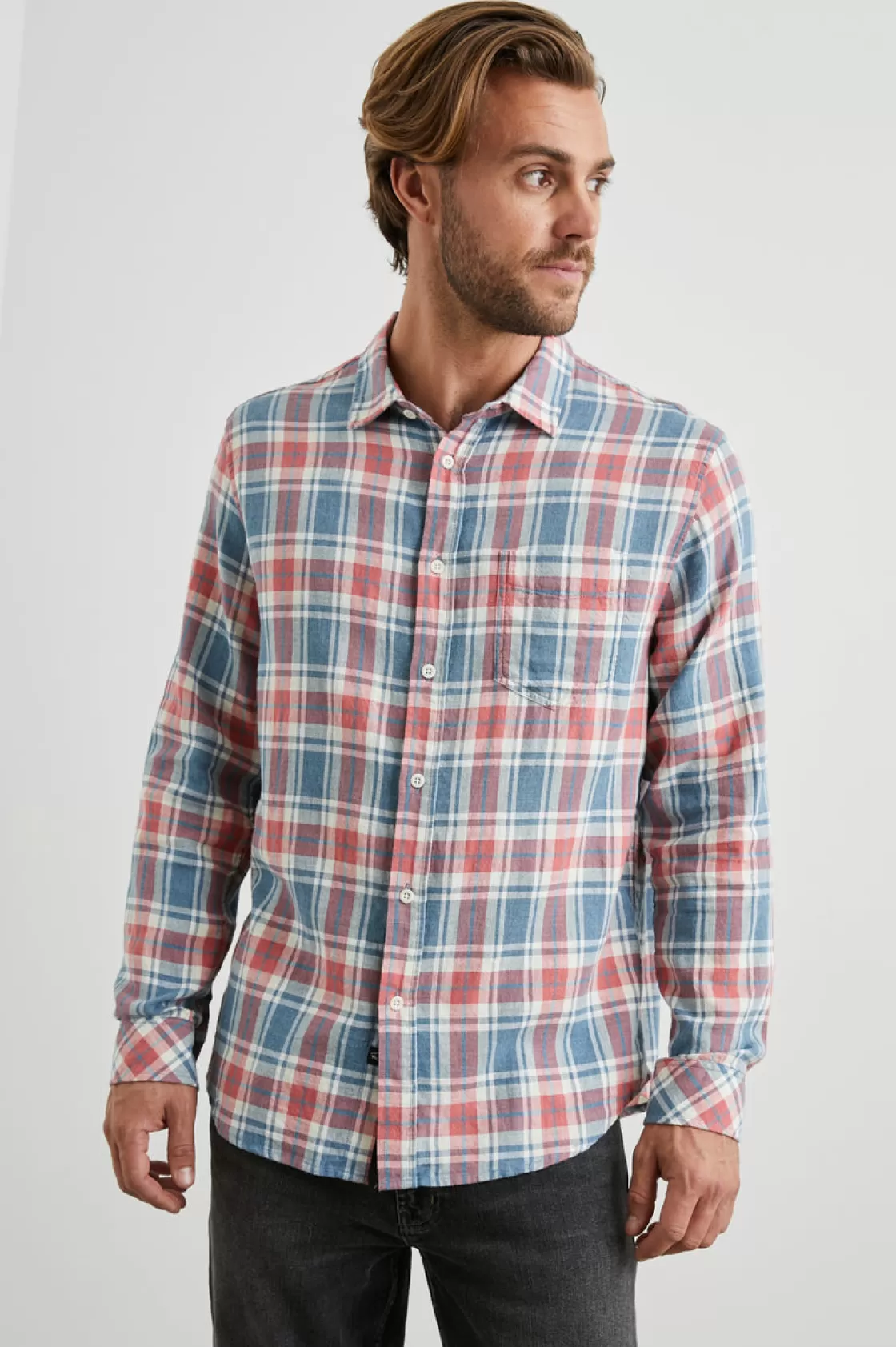 Rails WYATT SHIRT - INDIGO MELANGE ROSE | Plaids | The Wyatt Edit