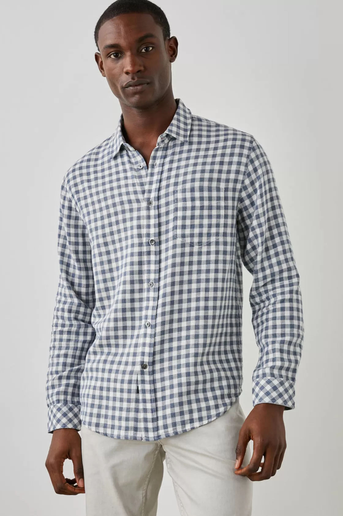 Rails WYATT SHIRT - NAVY GINGHAM MELANGE | Plaids | The Eco Collection