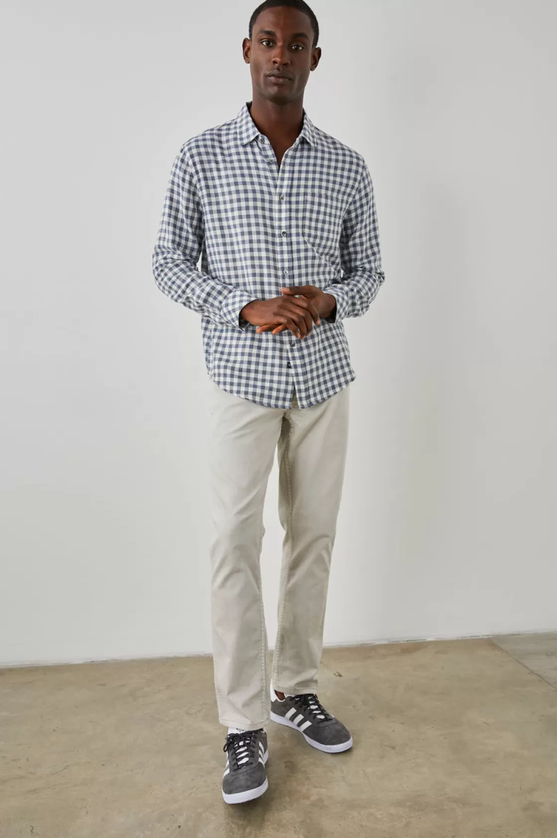 Rails WYATT SHIRT - NAVY GINGHAM MELANGE | Plaids | The Eco Collection